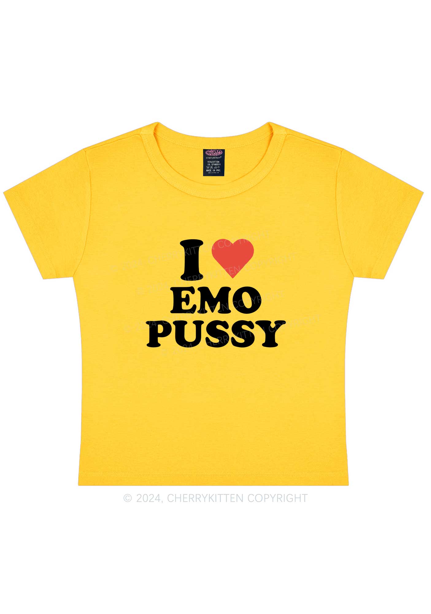 I Love EMO Puxxy Y2K Baby Tee Cherrykitten