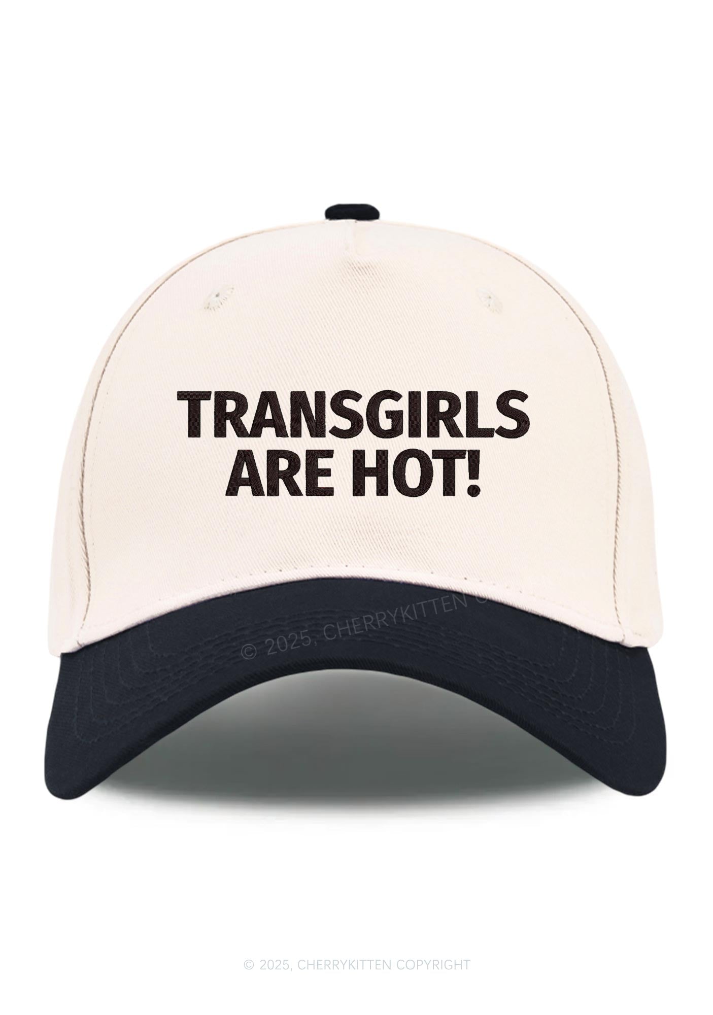 Embroidered Transgirls Are Hot Pride Y2K Color Block Baseball Cap Cherrykitten