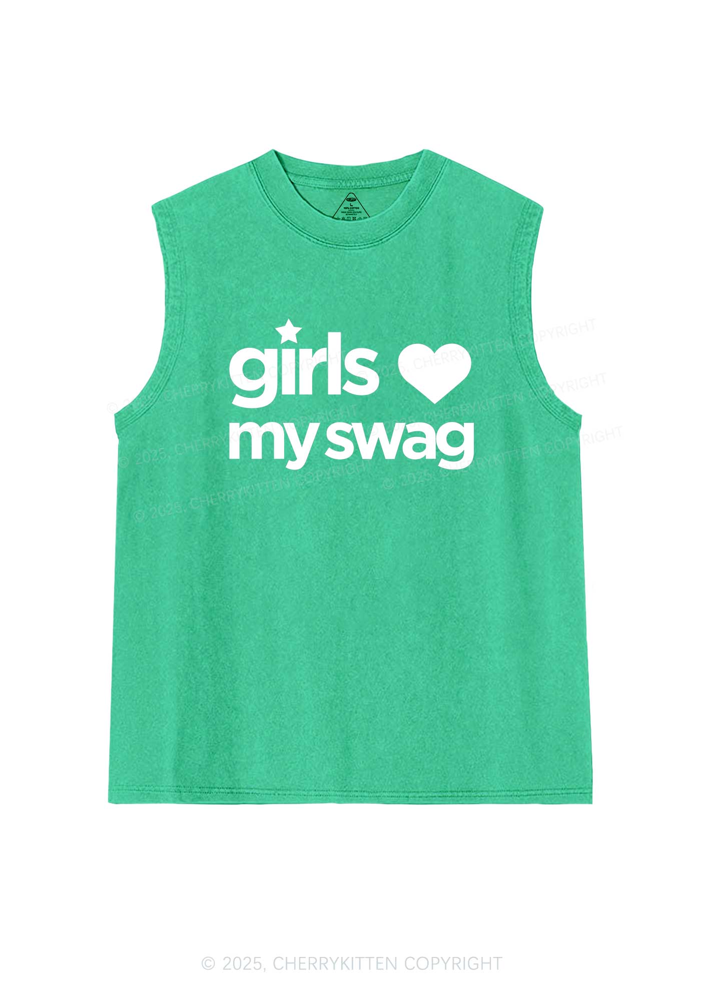 Girls Love My Swag Pride Y2K Washed Muscle Tank Cherrykitten