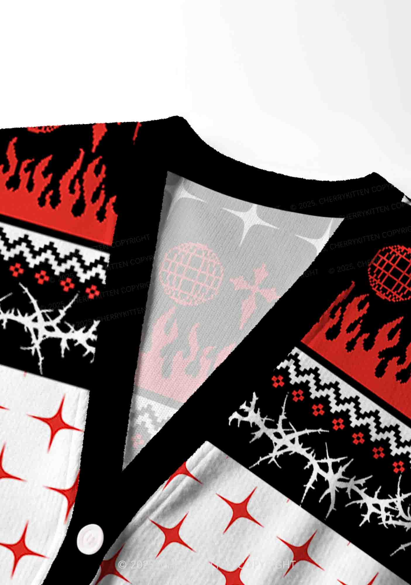 From Hell With Love Y2K Christmas Cardigan Knit Sweatshirt Cherrykitten