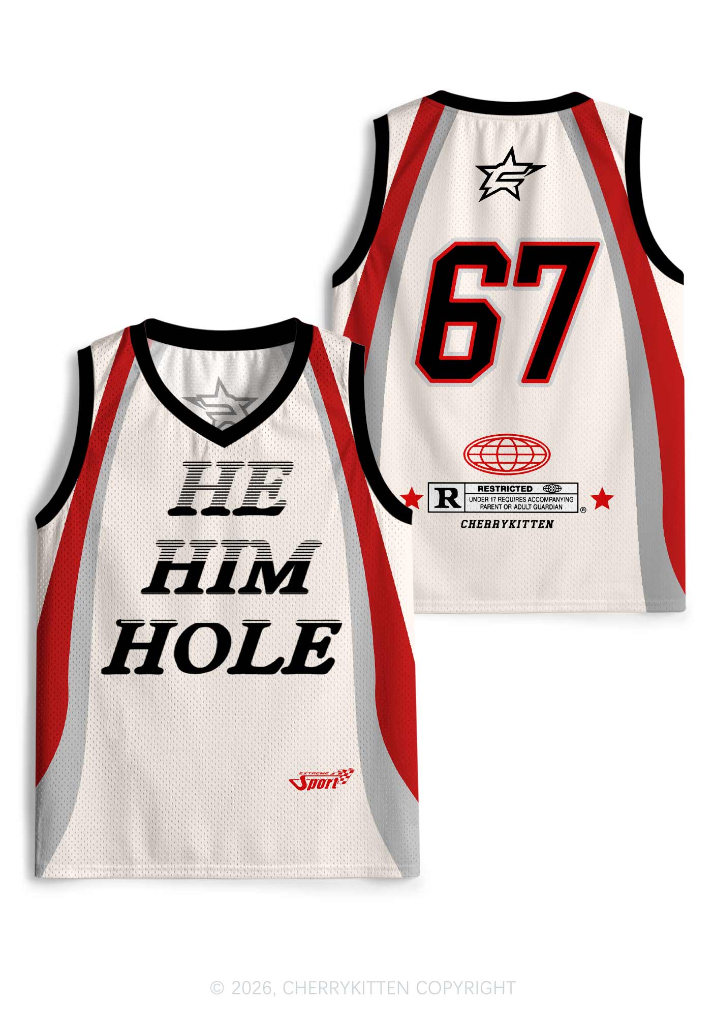 Creamy White He Him Hole Pride Y2K Sport Jersey Tank Cherrykitten