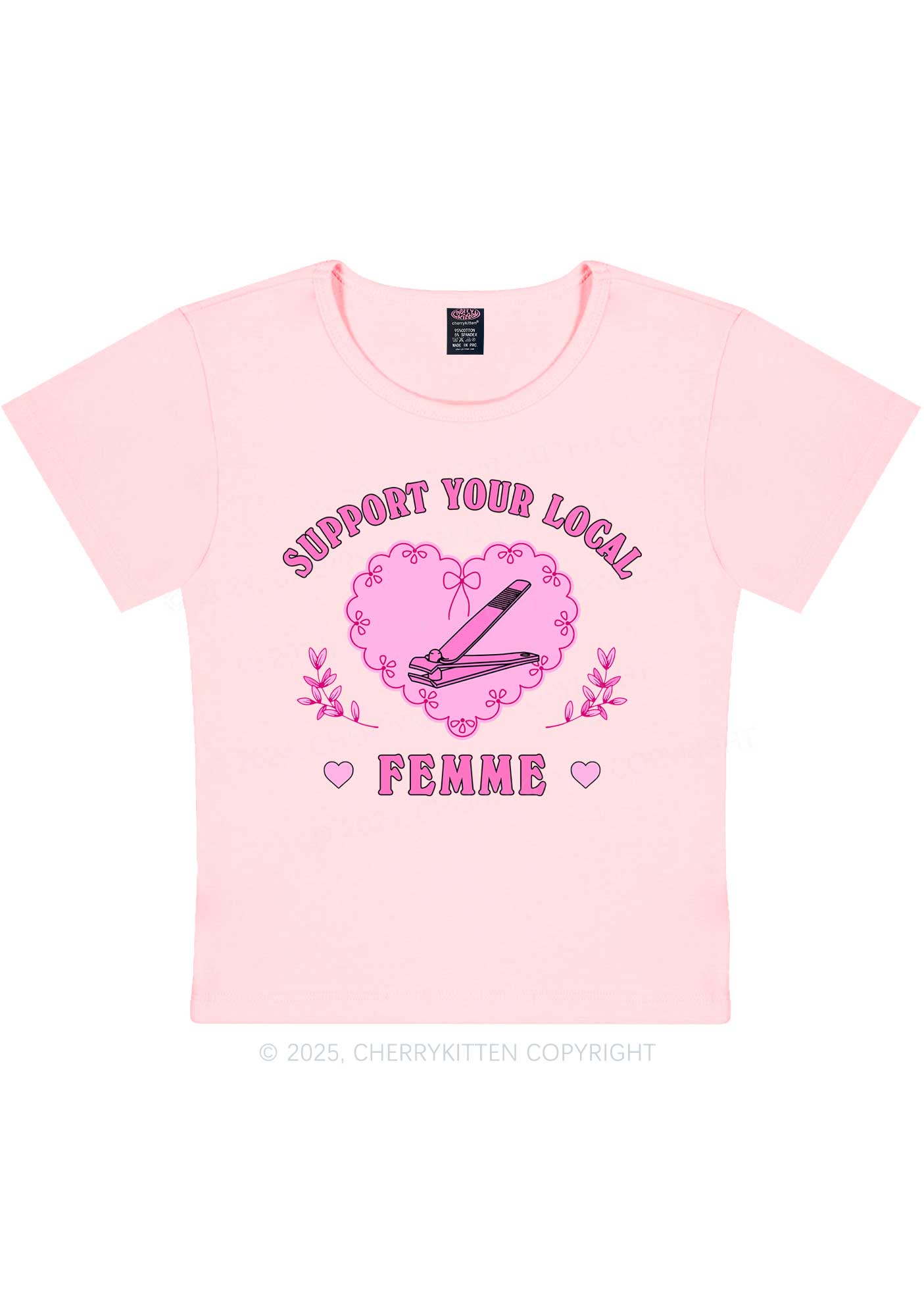 Support Your Local Femme Y2K Baby Tee Cherrykitten