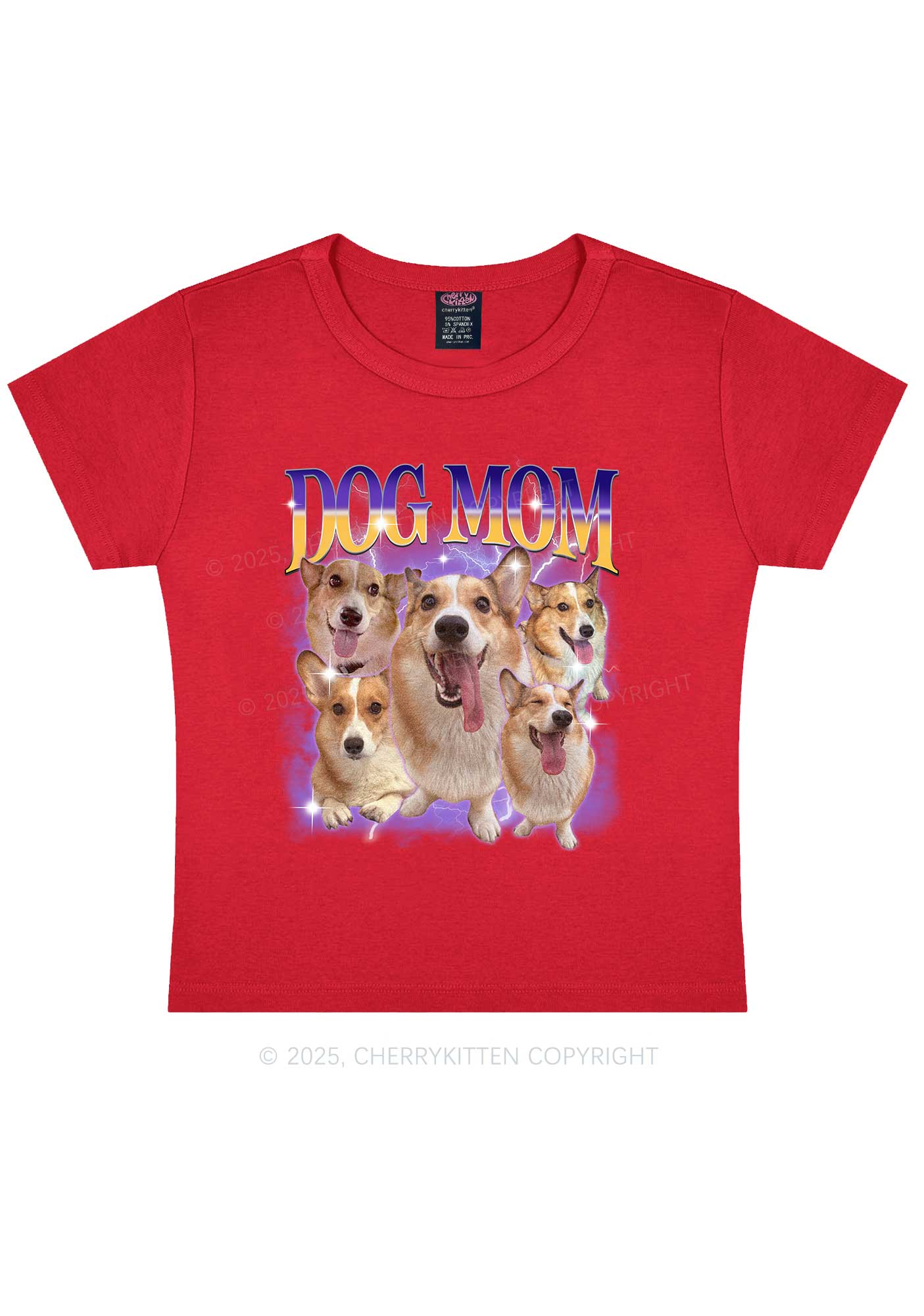Custom Photo Dog Mom Y2K Baby Tee Cherrykitten