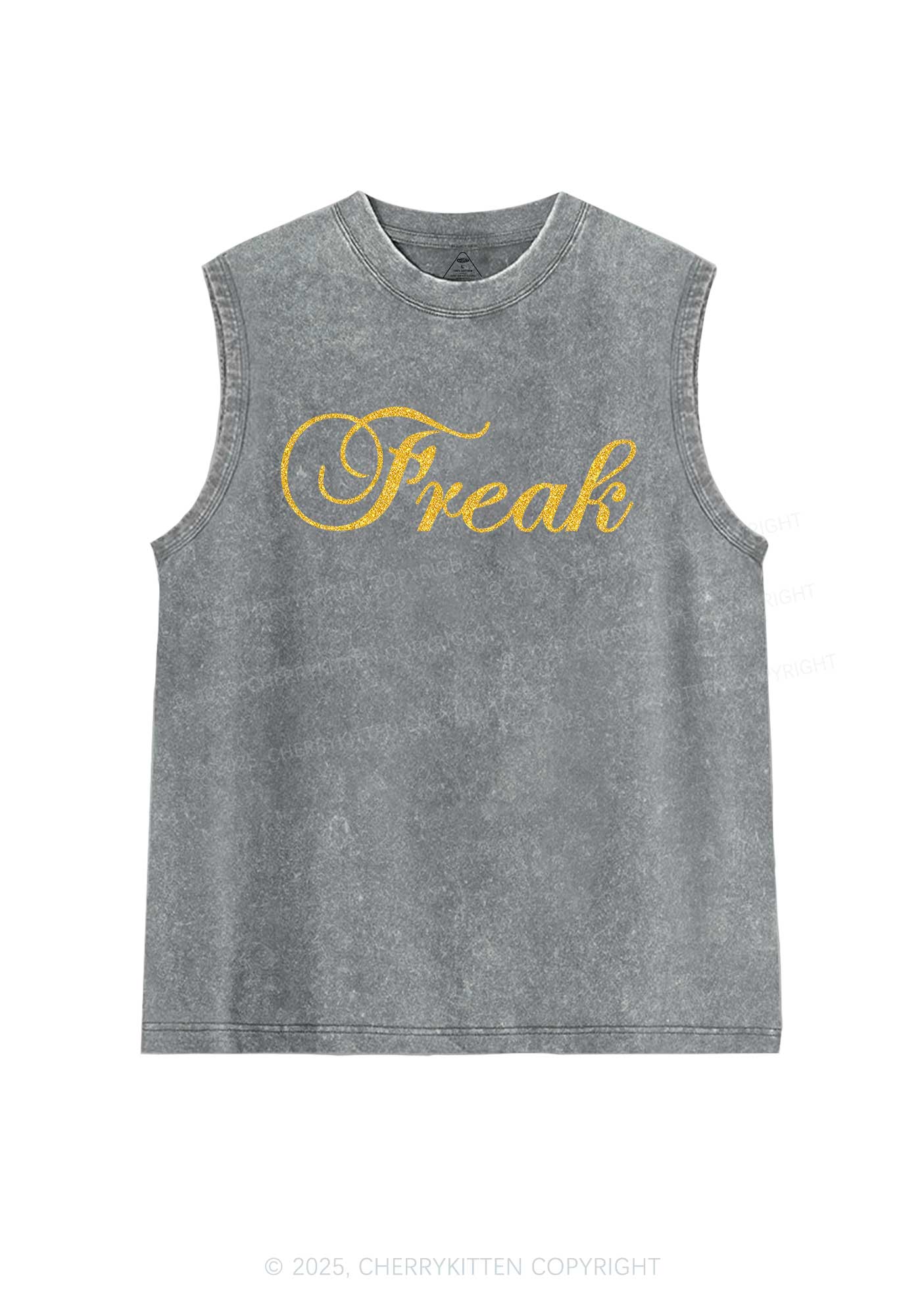Glitter Freak Y2K Washed Muscle Tank Cherrykitten