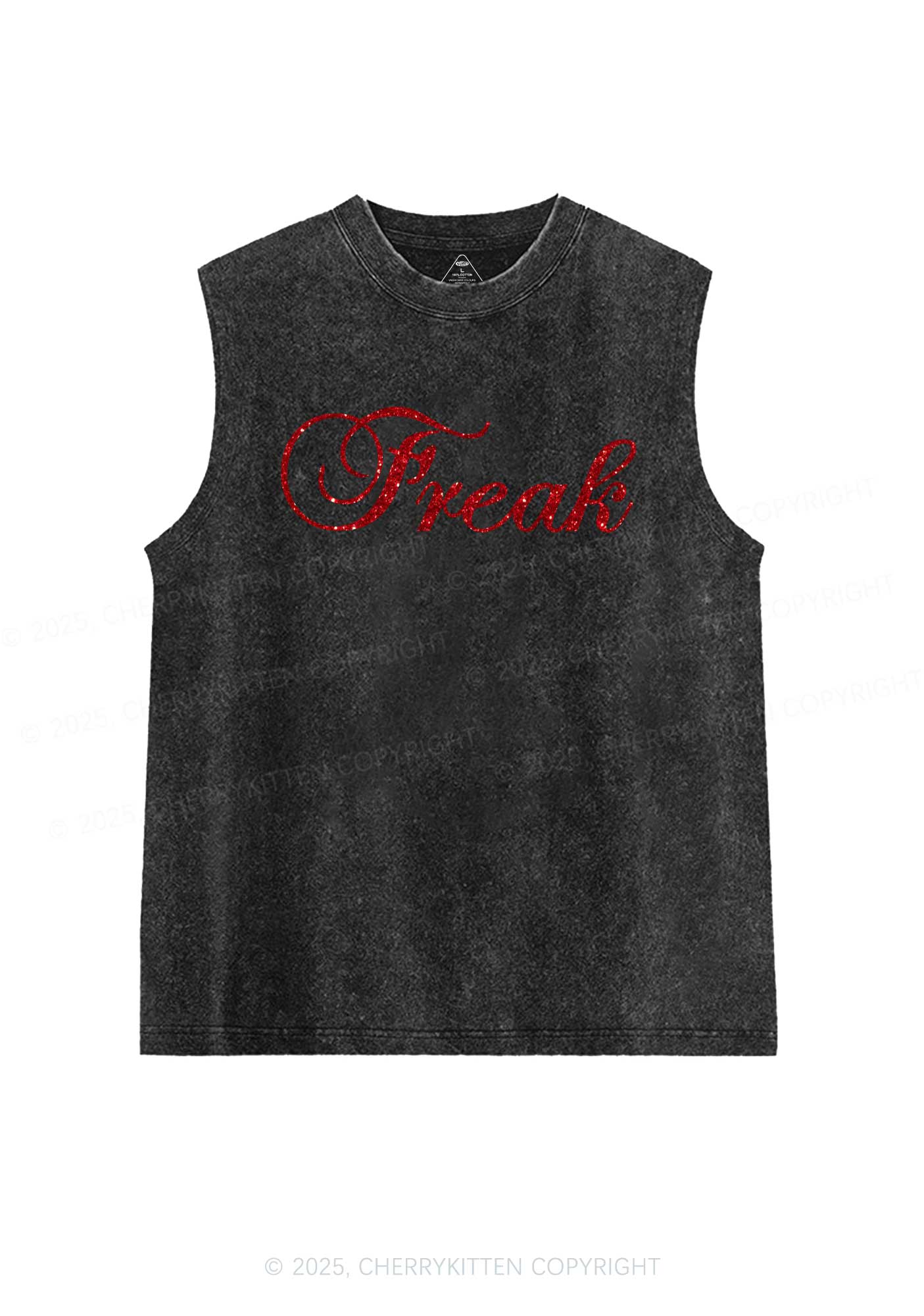Glitter Freak Y2K Washed Muscle Tank Cherrykitten