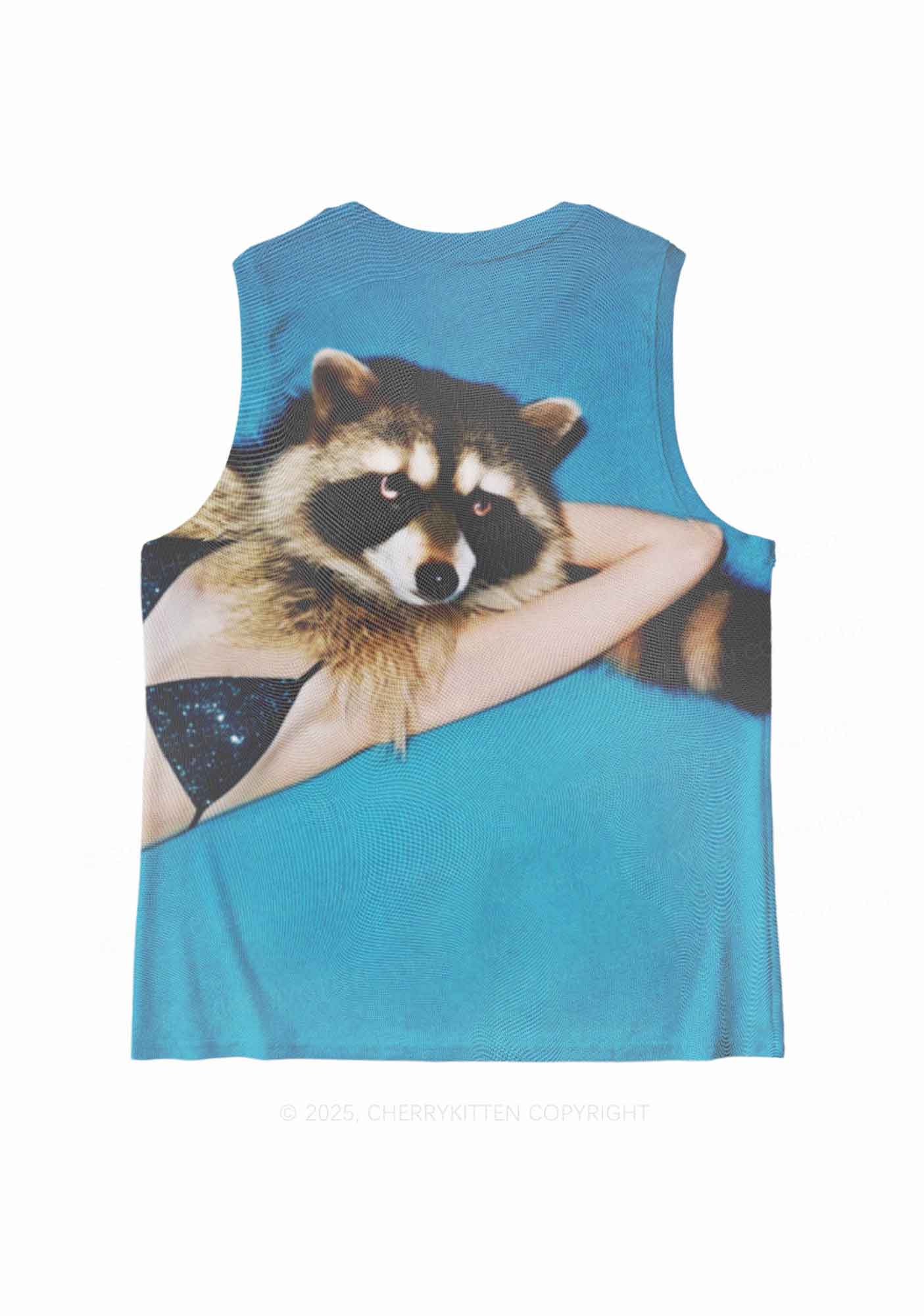 Bikini Raccoon Y2K Mesh Muscle Tank Cherrykitten