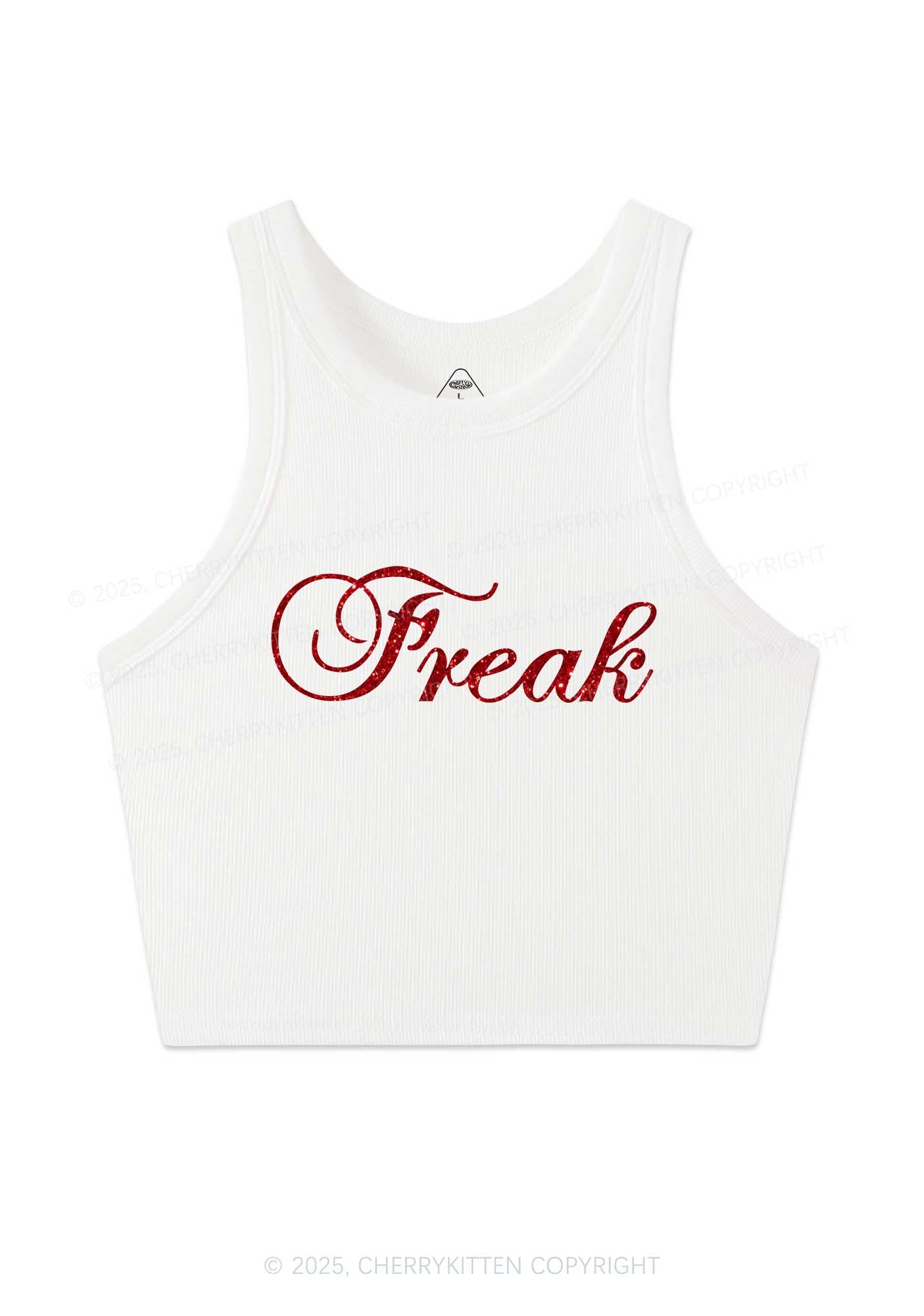 Glitter Freak Y2K Crop Tank Top Cherrykitten