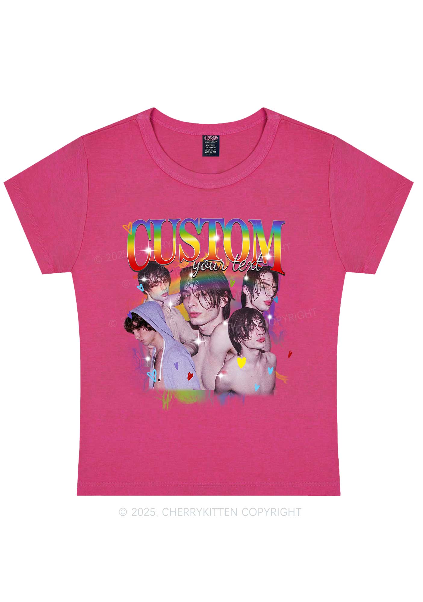 Custom Rainbow Text Pride Y2K Baby Tee Cherrykitten
