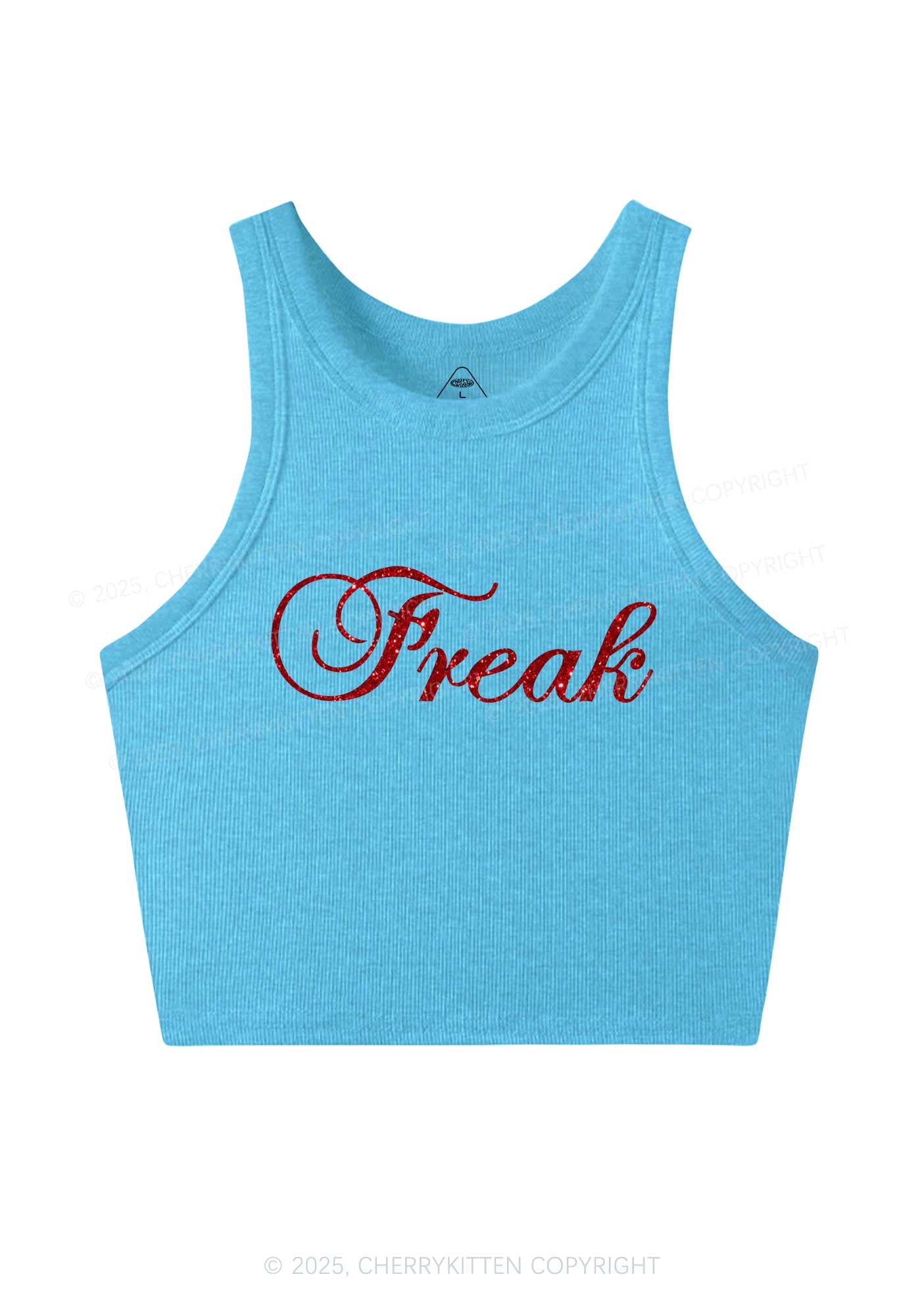 Glitter Freak Y2K Crop Tank Top Cherrykitten