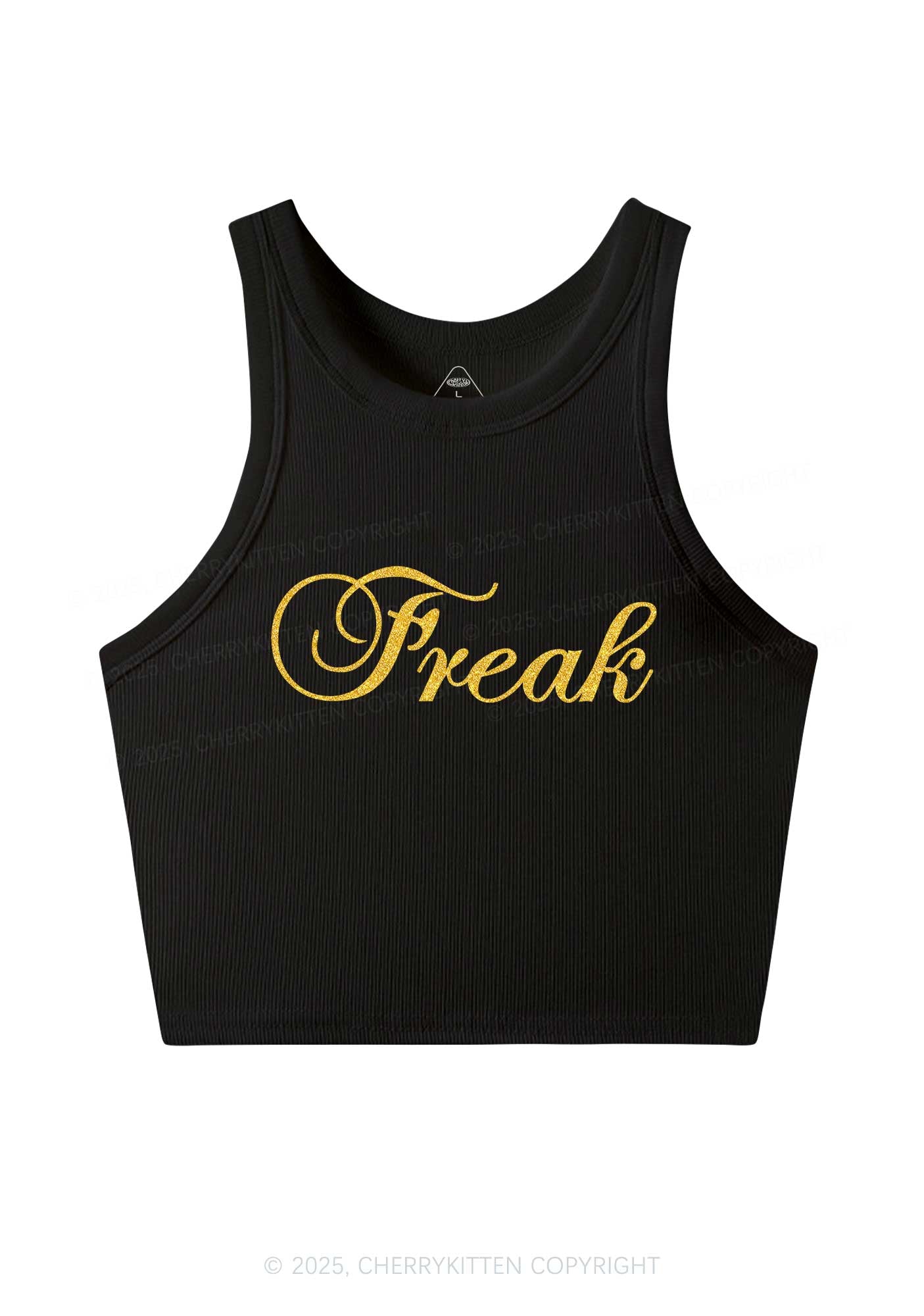 Glitter Freak Y2K Crop Tank Top Cherrykitten