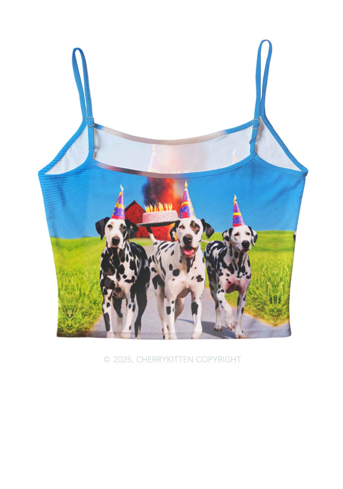 Dogs Birthday Party Y2K Mesh Cami Tank Cherrykitten