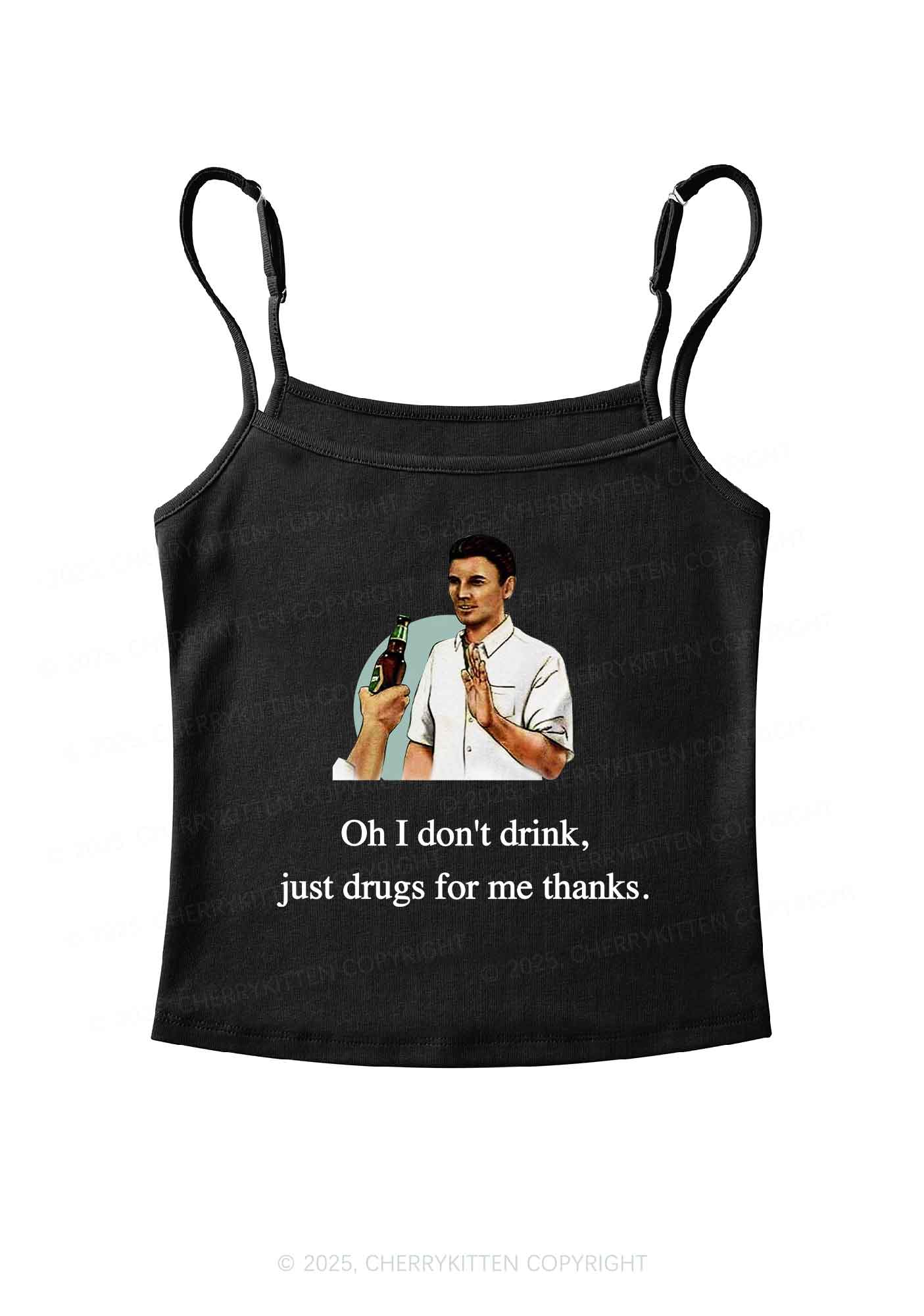Oh I Don't Drink Y2K Spaghetti Strap Cami Cherrykitten