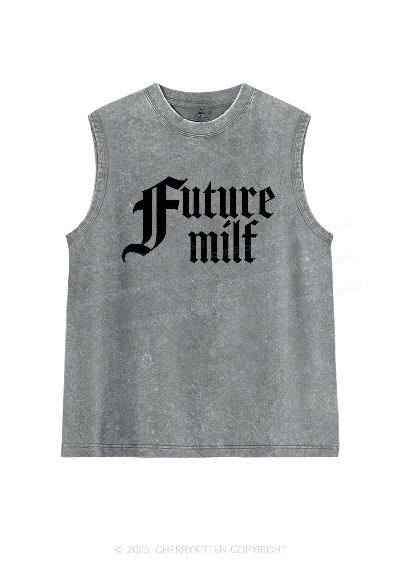 Custom Text Gothic Font Y2K Washed Muscle Tank Cherrykitten