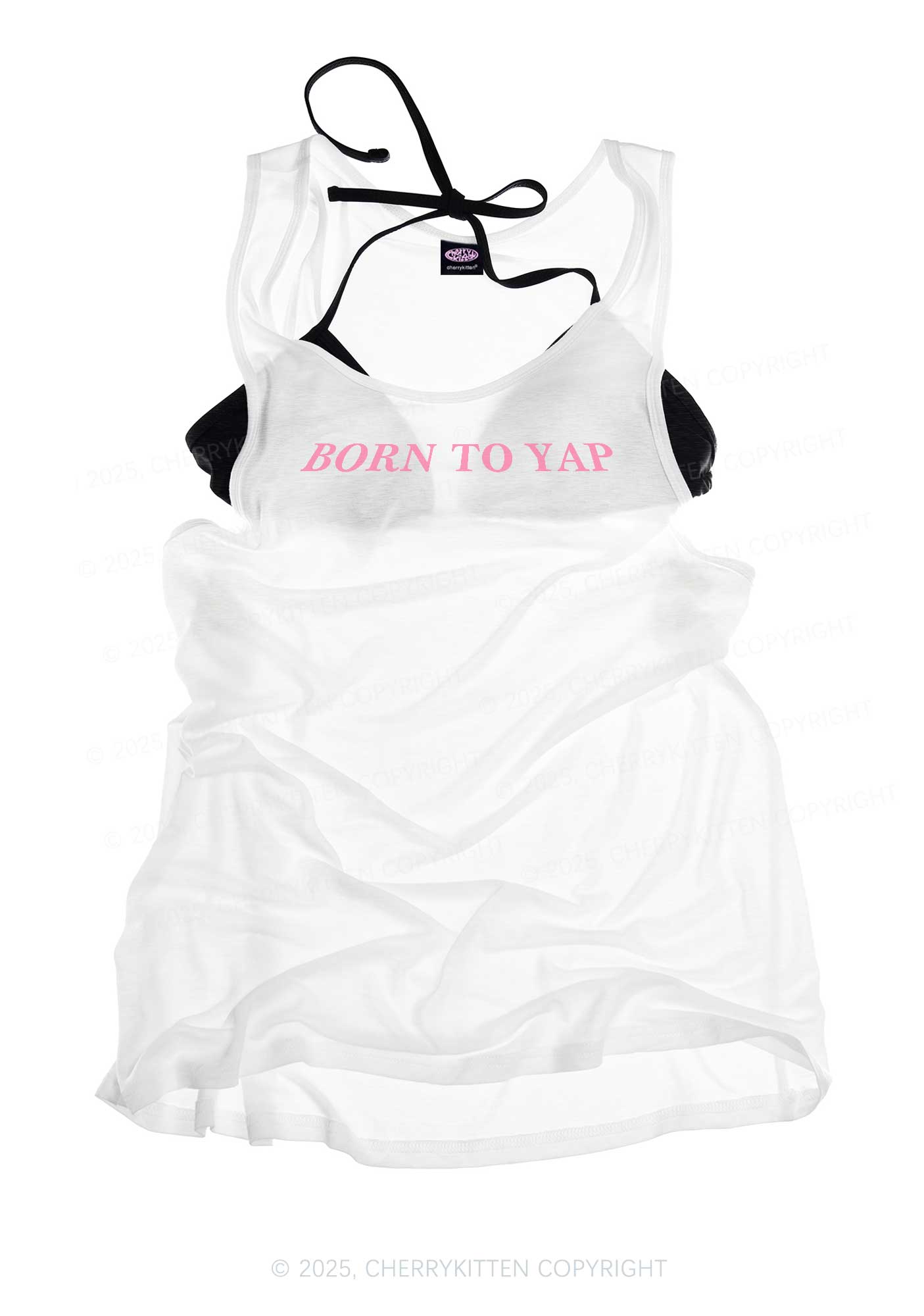 Born To Yap Y2K Sheer Boyfriend Tank Cherrykitten