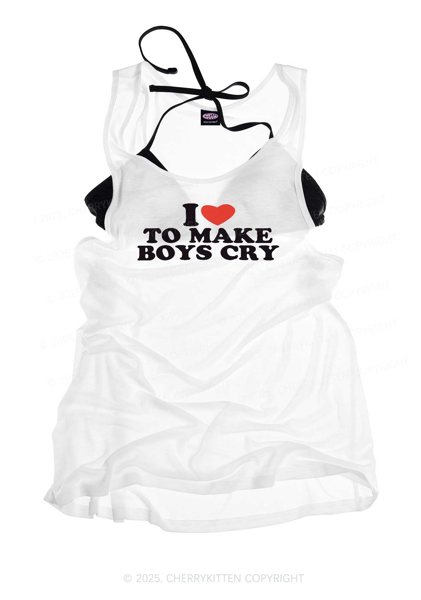 Love To Make Boys Cry Y2K Sheer Boyfriend Tank Cherrykitten