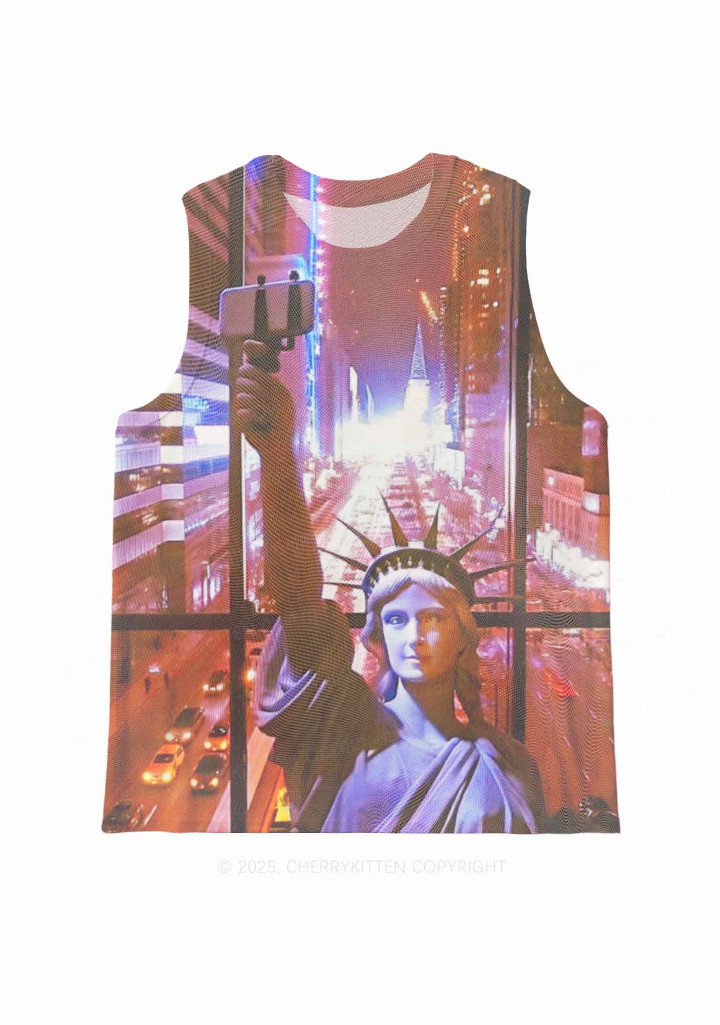 Statue Of Liberty Y2K Mesh Muscle Tank Cherrykitten