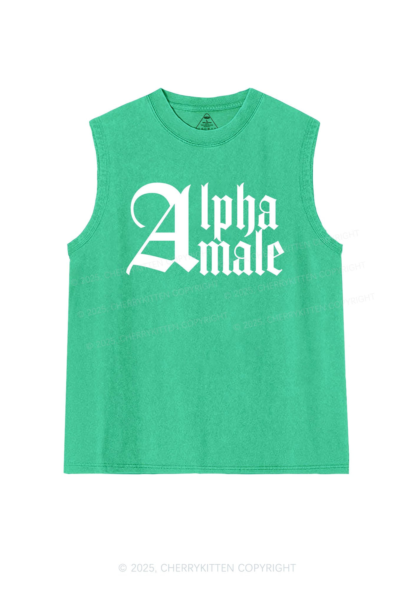 Custom Text Gothic Font Y2K Washed Muscle Tank Cherrykitten