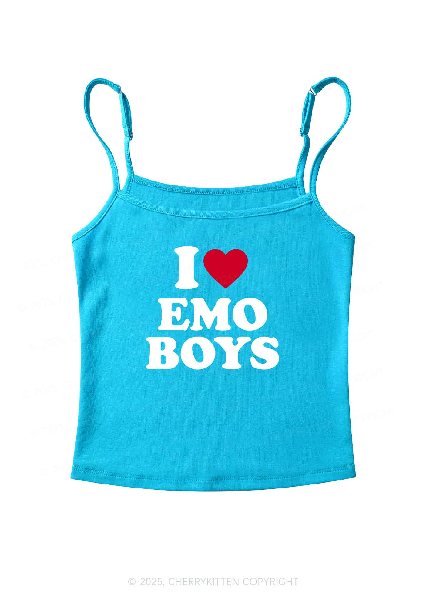 I Love Emo Boys Y2K Spaghetti Strap Cami Cherrykitten