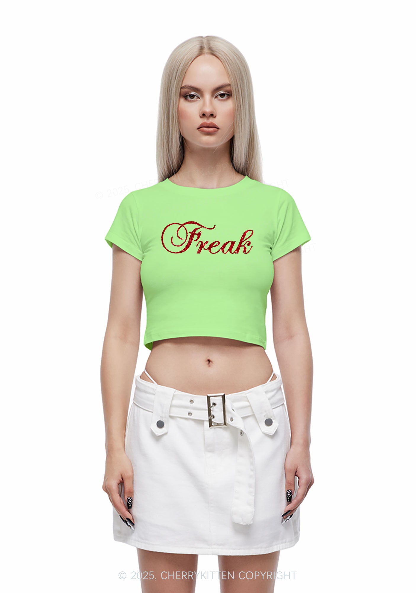 Glitter Freak Y2K Baby Tee Cherrykitten