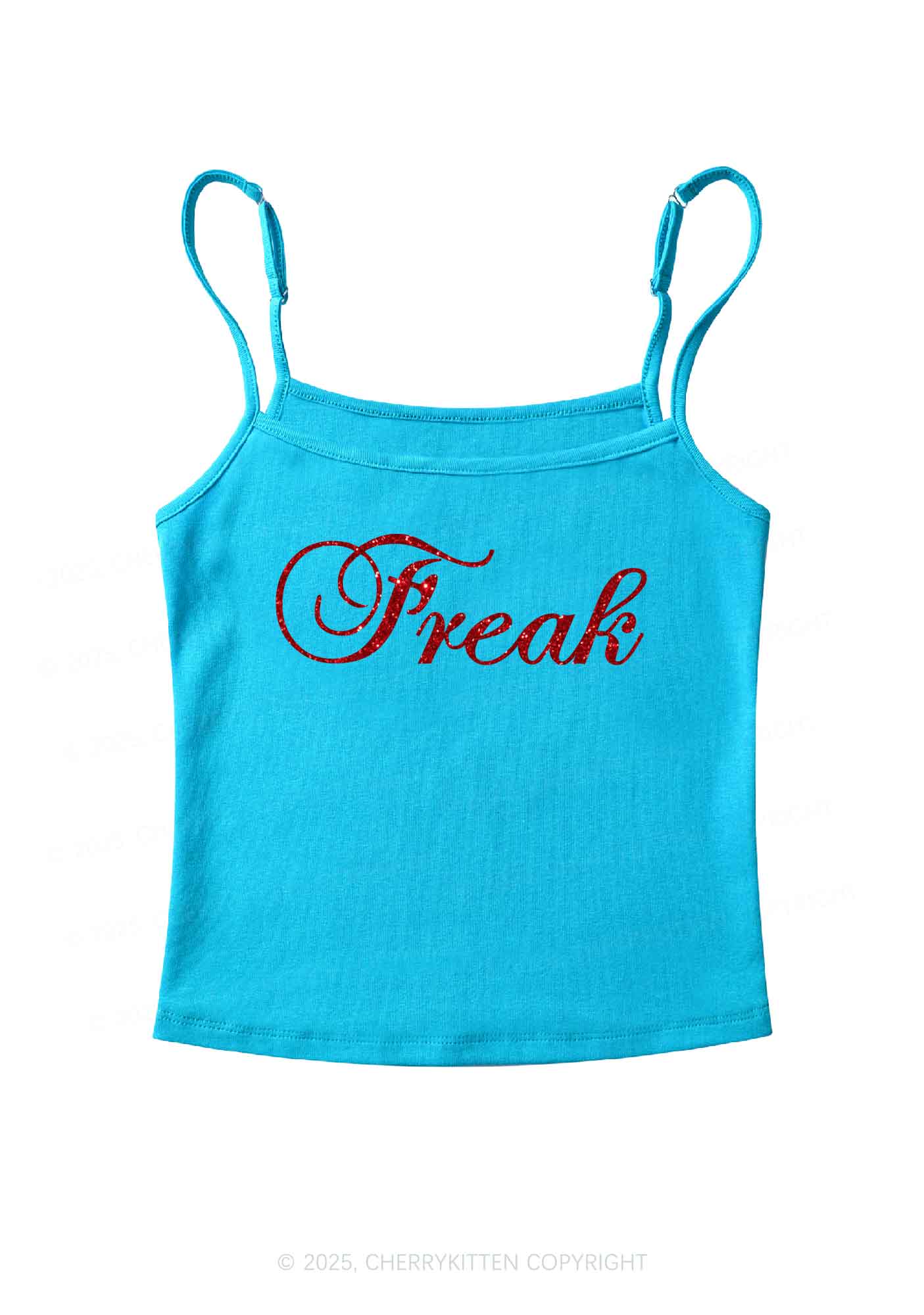 Glitter Freak Y2K Spaghetti Strap Cami Cherrykitten