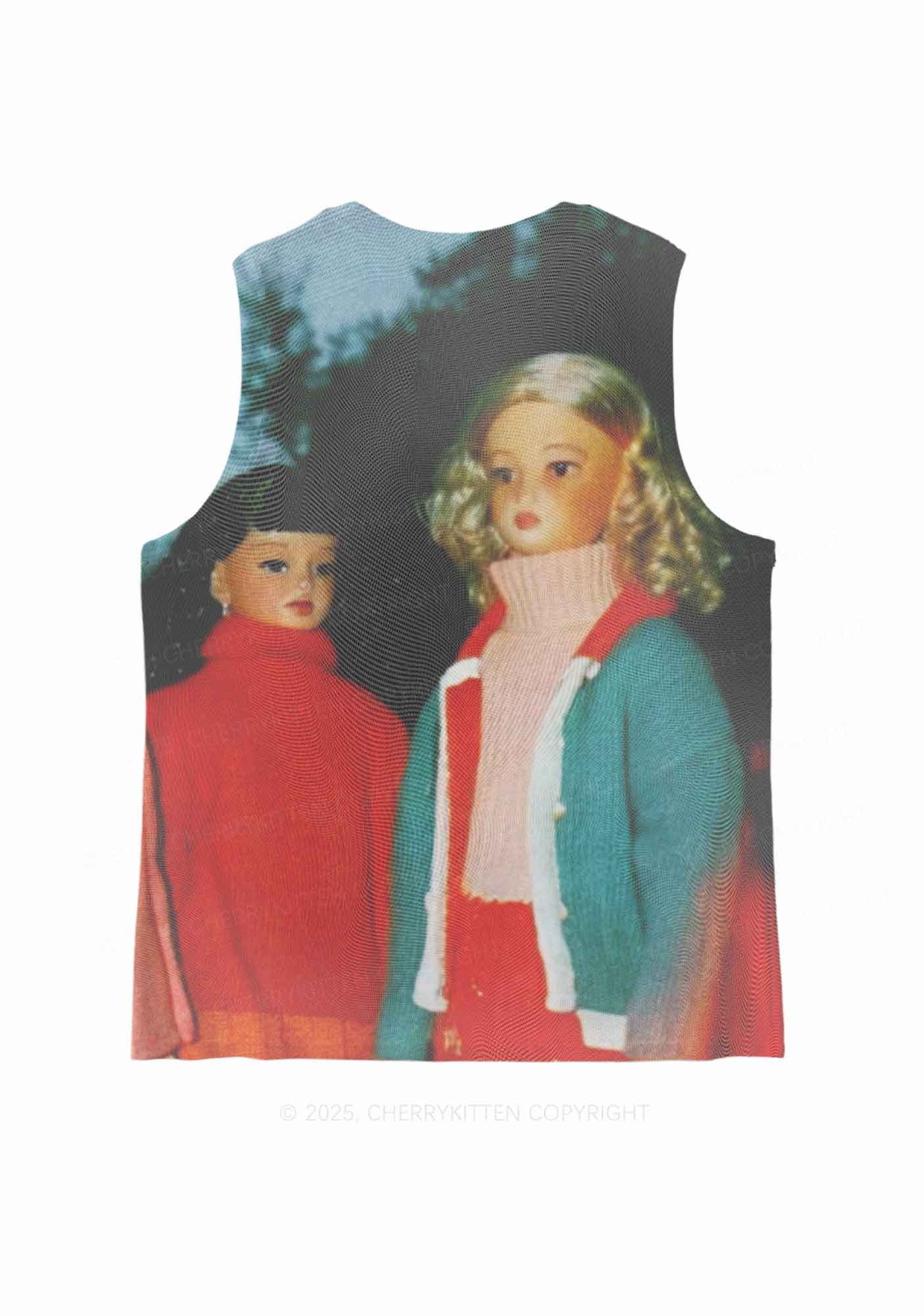 Girl Doll Y2K Mesh Muscle Tank Cherrykitten