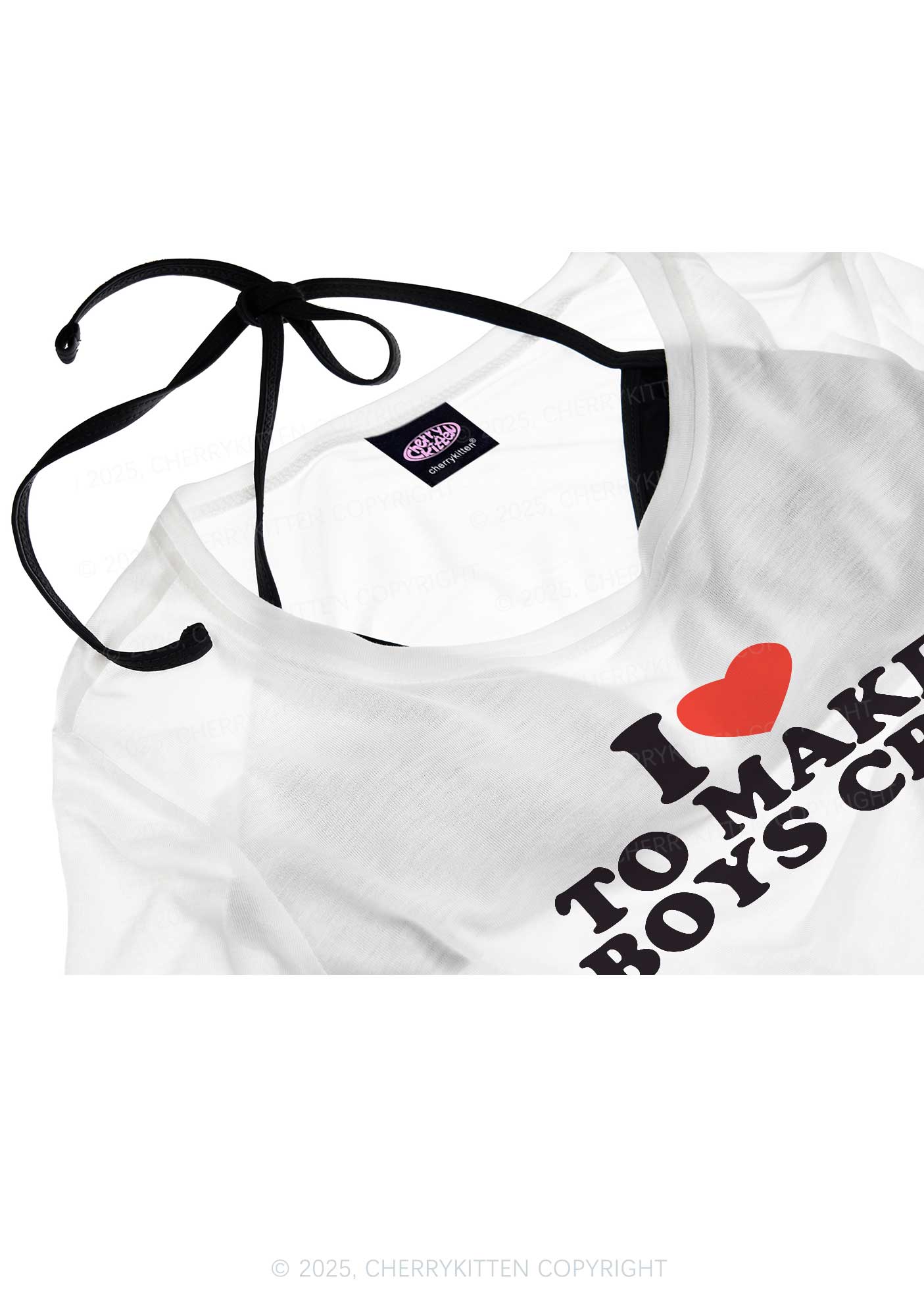 Love To Make Boys Cry Y2K Sheer Boyfriend Tee Cherrykitten