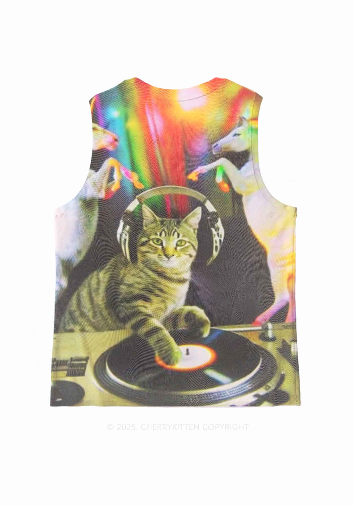 DJ Cat Unicorn Y2K Mesh Muscle Tank Cherrykitten