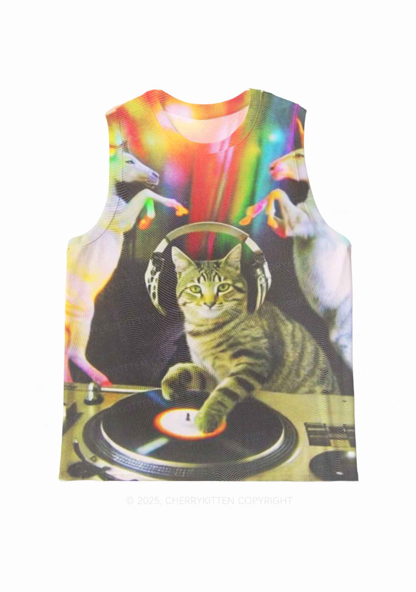 DJ Cat Unicorn Y2K Mesh Muscle Tank Cherrykitten