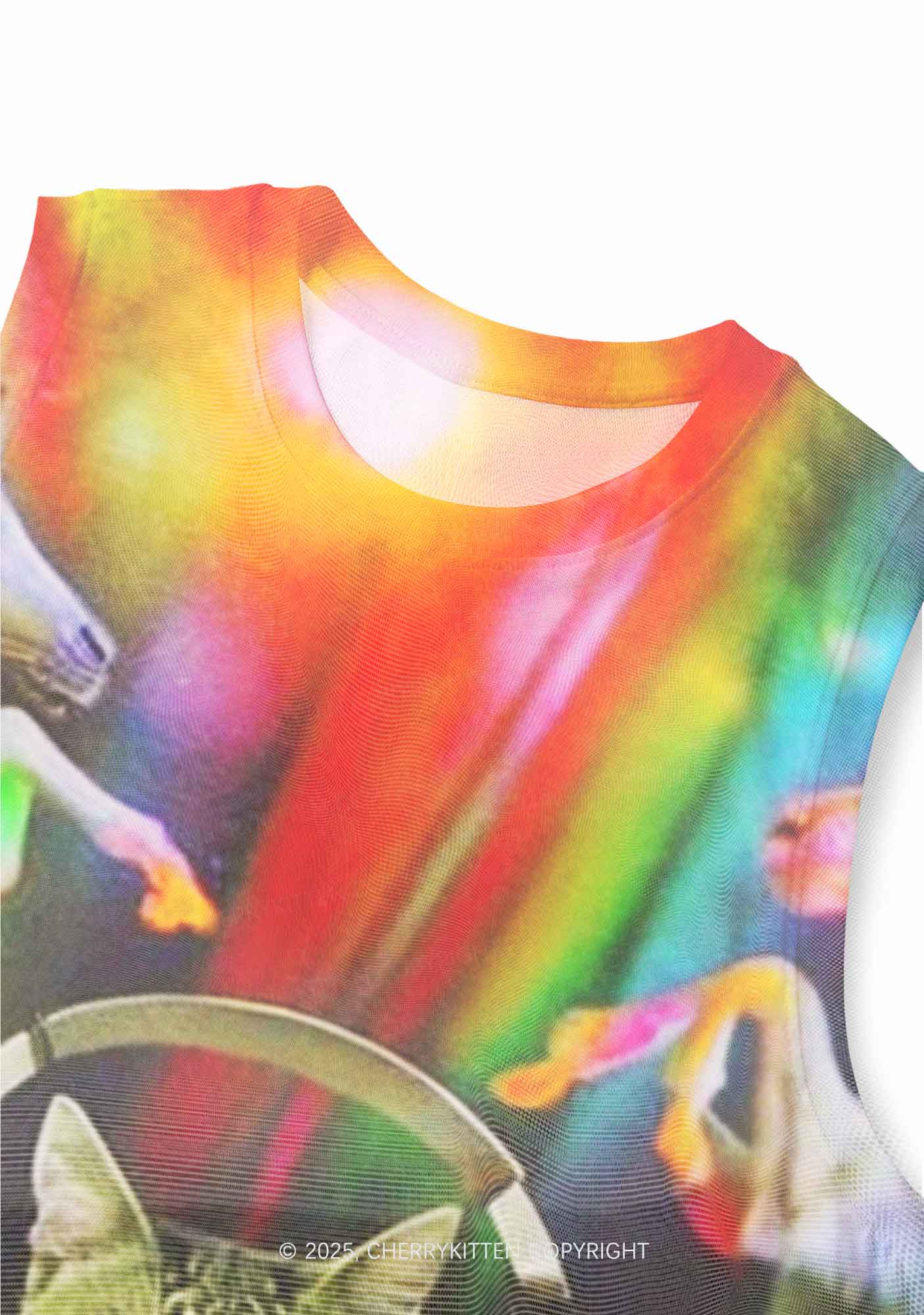 DJ Cat Unicorn Y2K Mesh Muscle Tank Cherrykitten