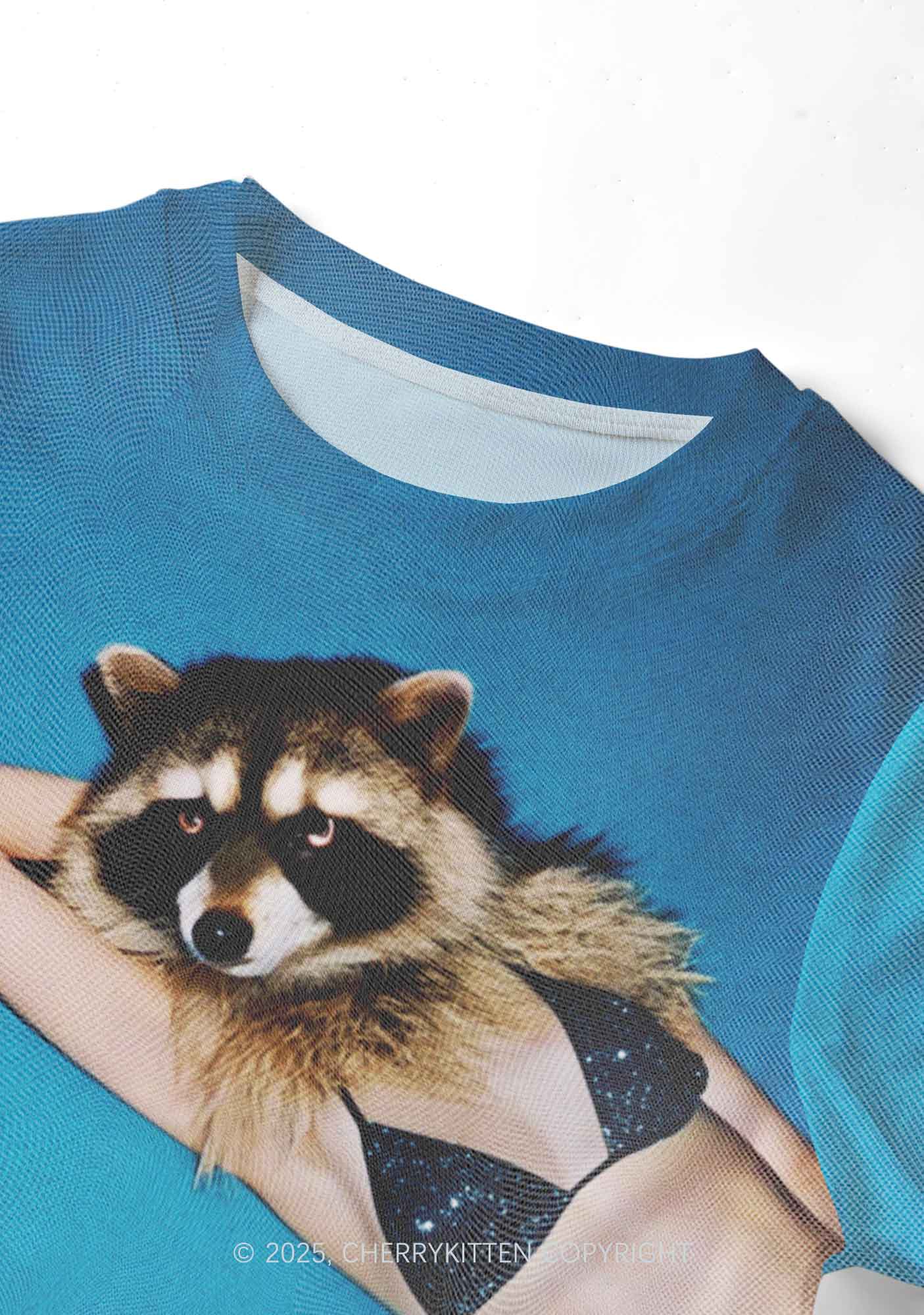 Bikini Raccoon Y2K Mesh Crop Top Cherrykitten