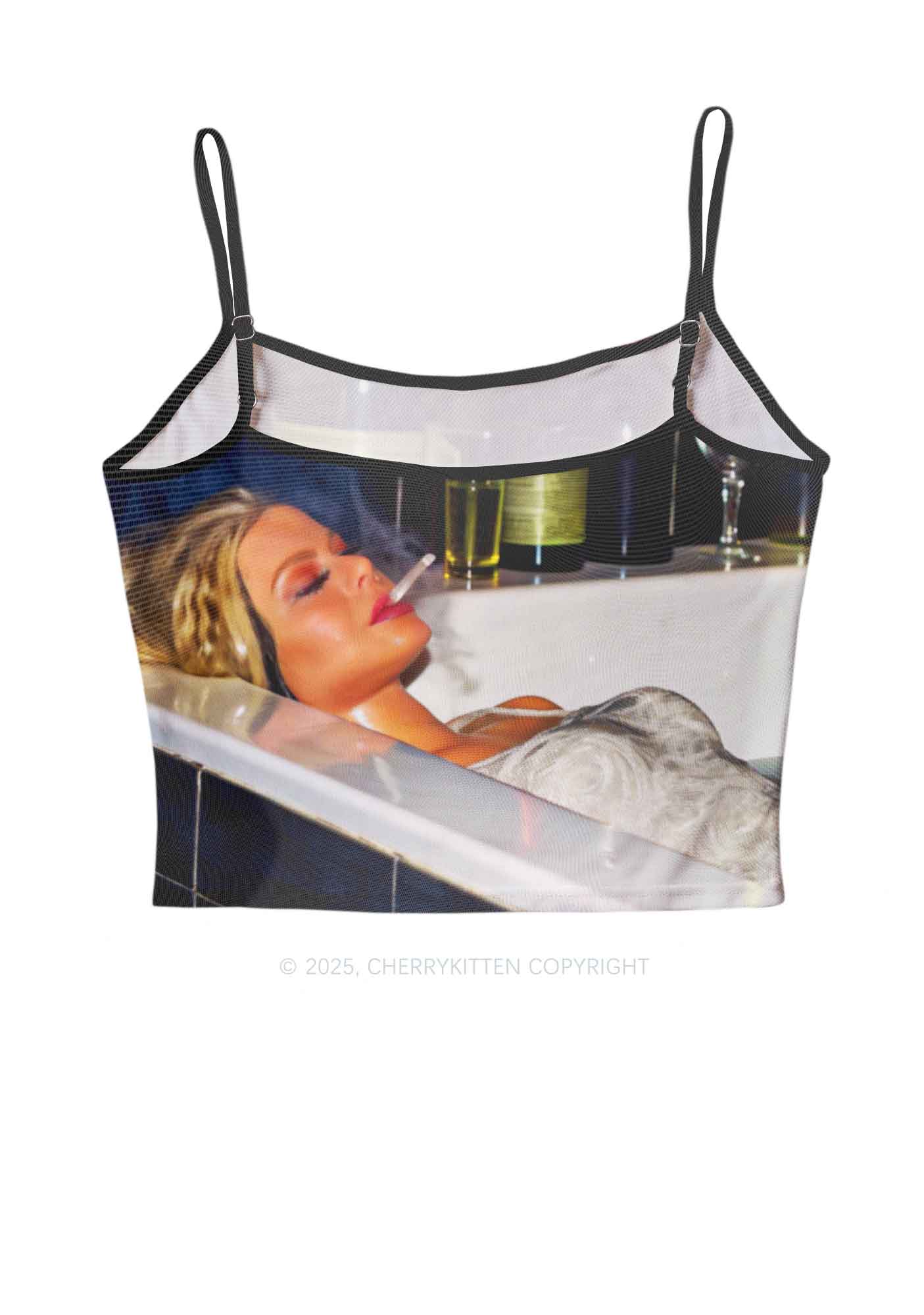 Smoking Woman Y2K Mesh Cami Tank Cherrykitten