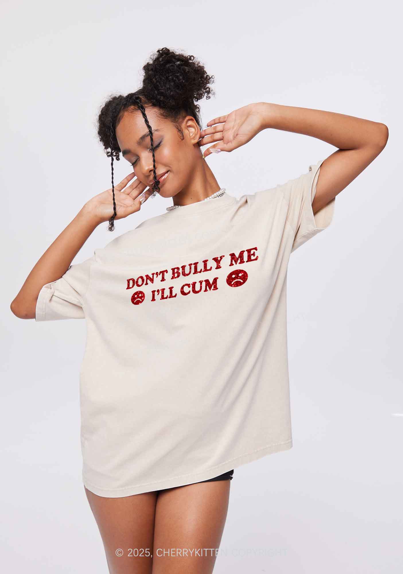 Glitter Dont Bully Me Y2K Shirts Washed Tee Cherrykitten