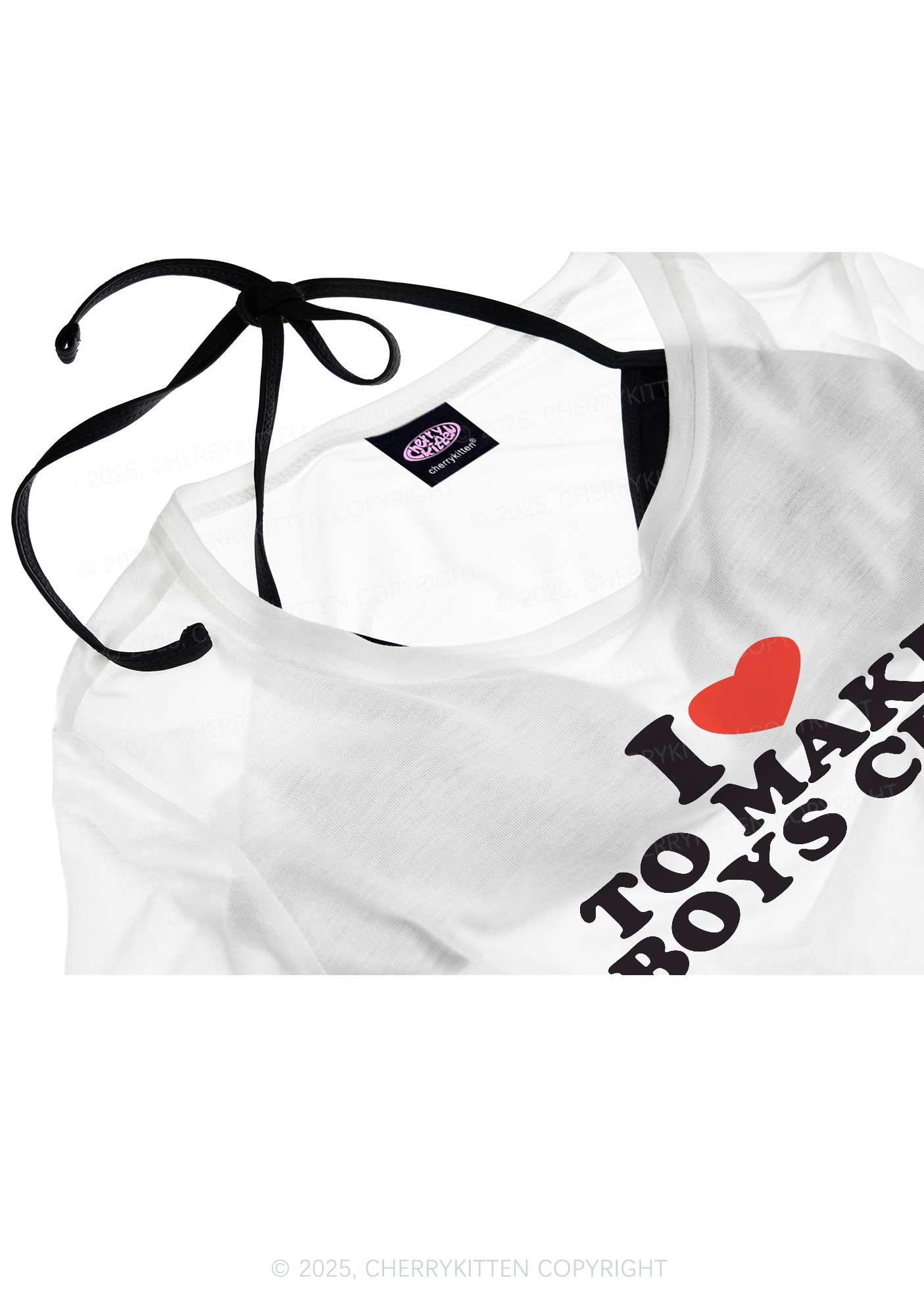Love To Make Boys Cry Y2K Sheer Crop Tee Cherrykitten