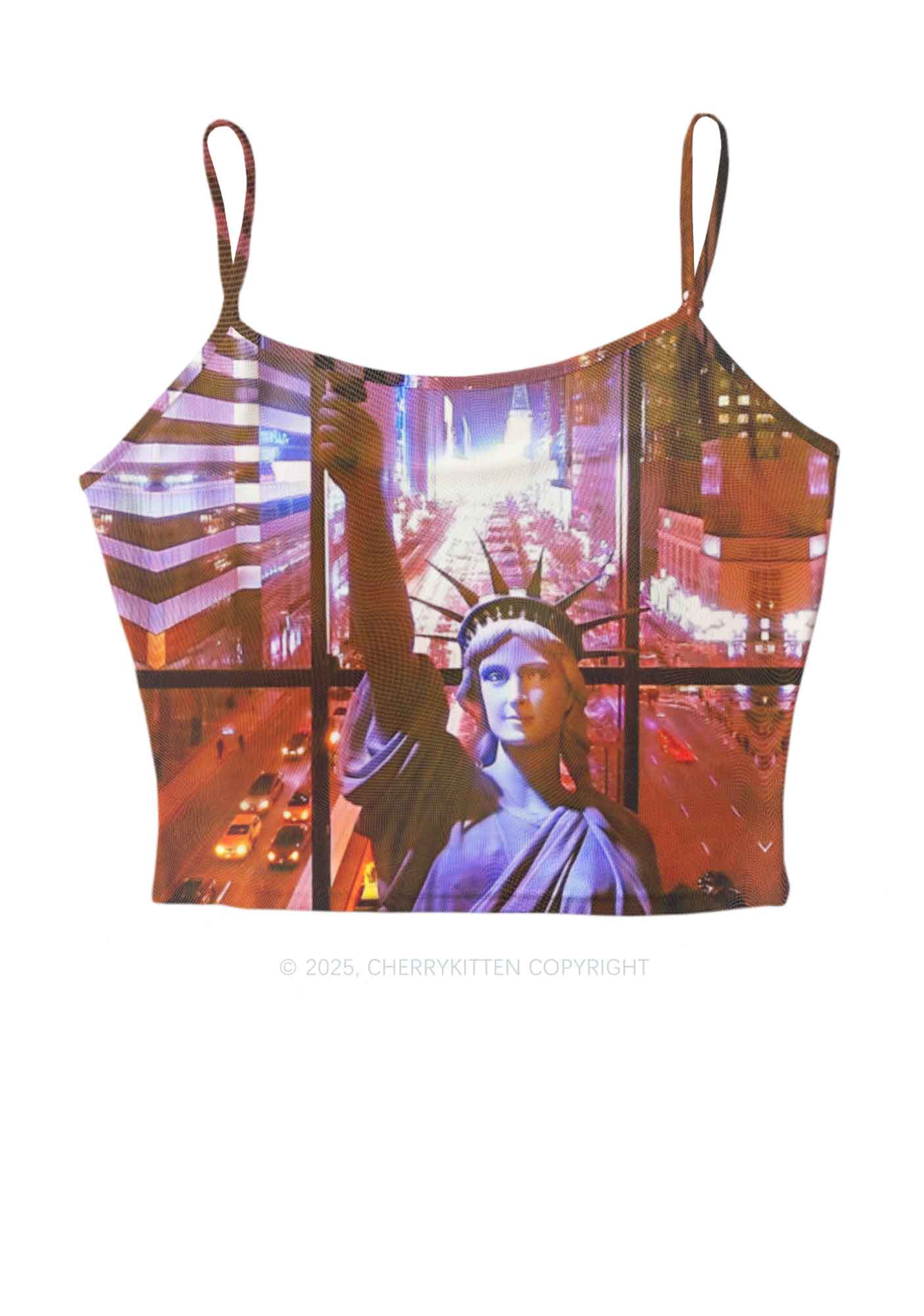 Statue Of Liberty Y2K Mesh Cami Tank Cherrykitten
