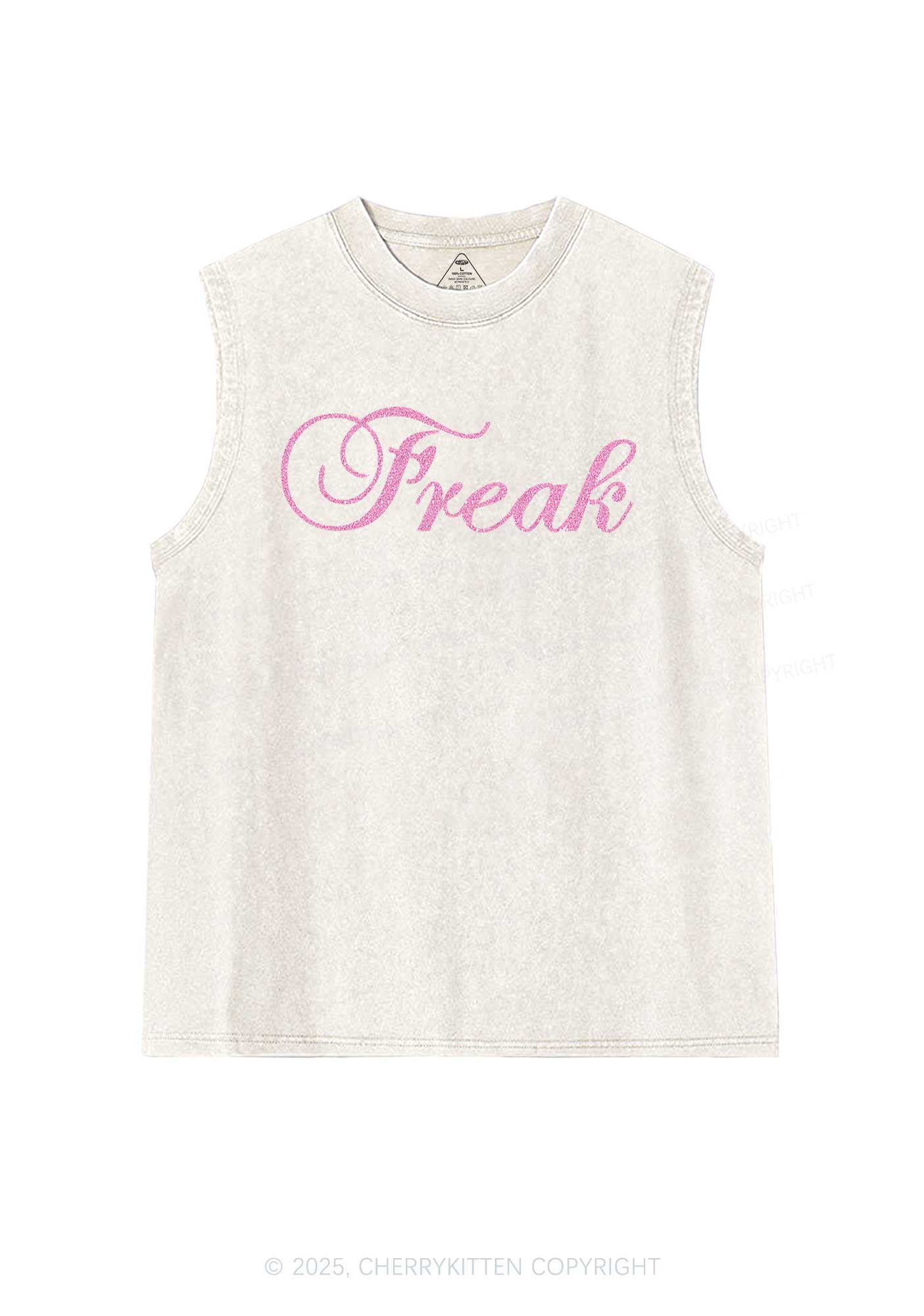 Glitter Freak Y2K Washed Muscle Tank Cherrykitten