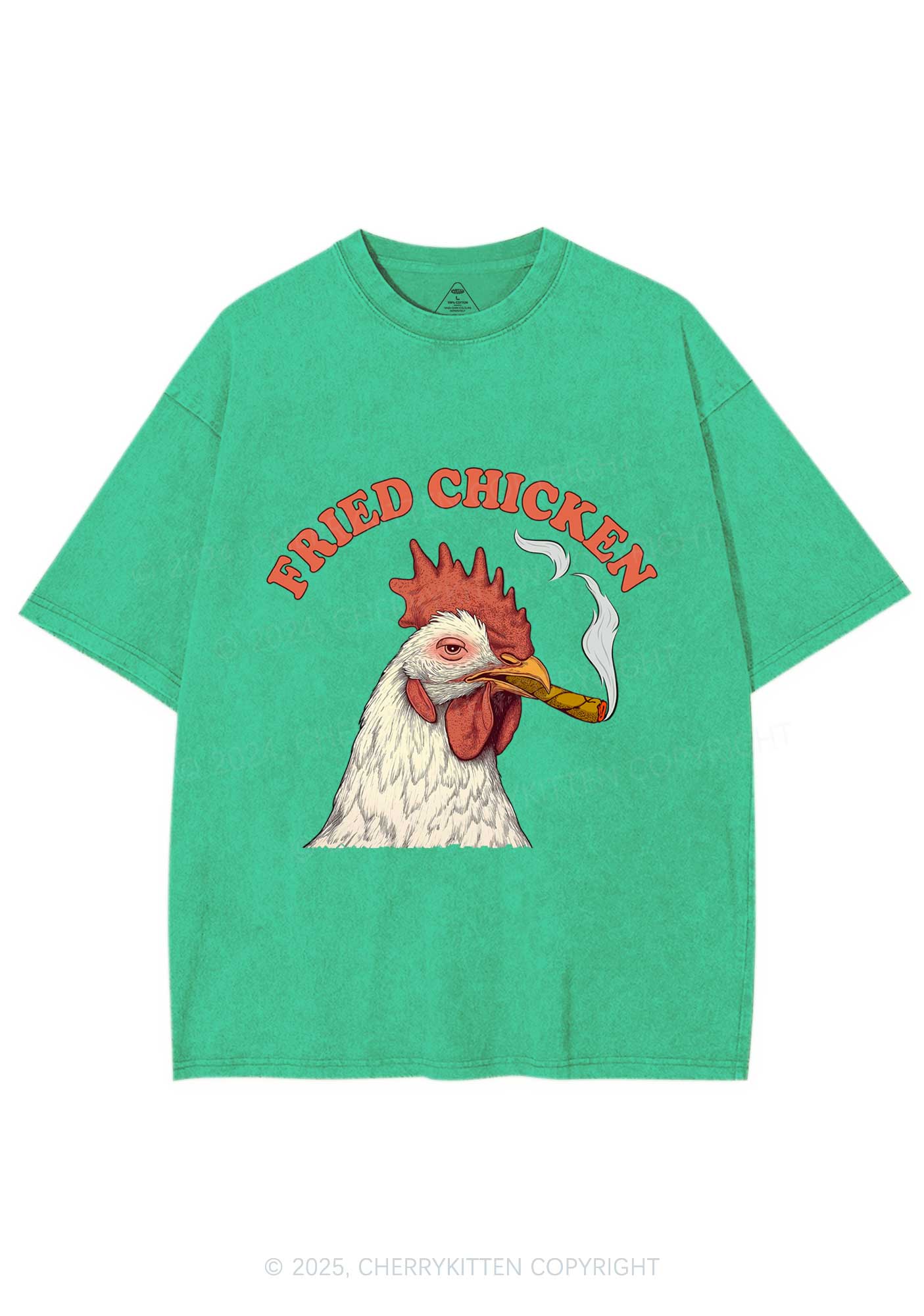 Fried Chicken Y2K Shirts Washed Tee Cherrykitten
