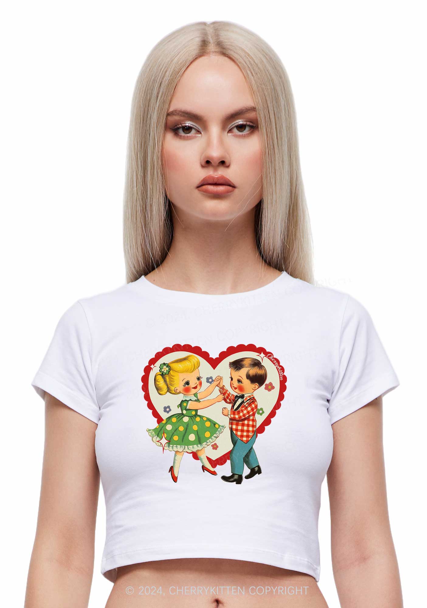 Dancing Kids Y2K Valentine's Day Baby Tee Cherrykitten