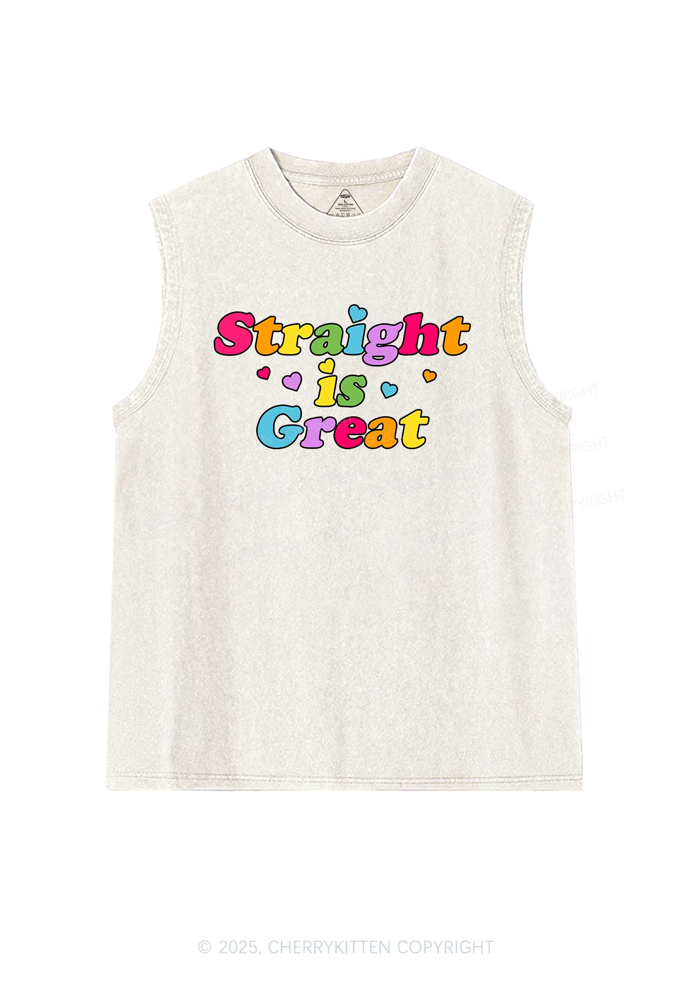 Straight Is Great Pride Y2K Washed Muscle Tank Cherrykitten