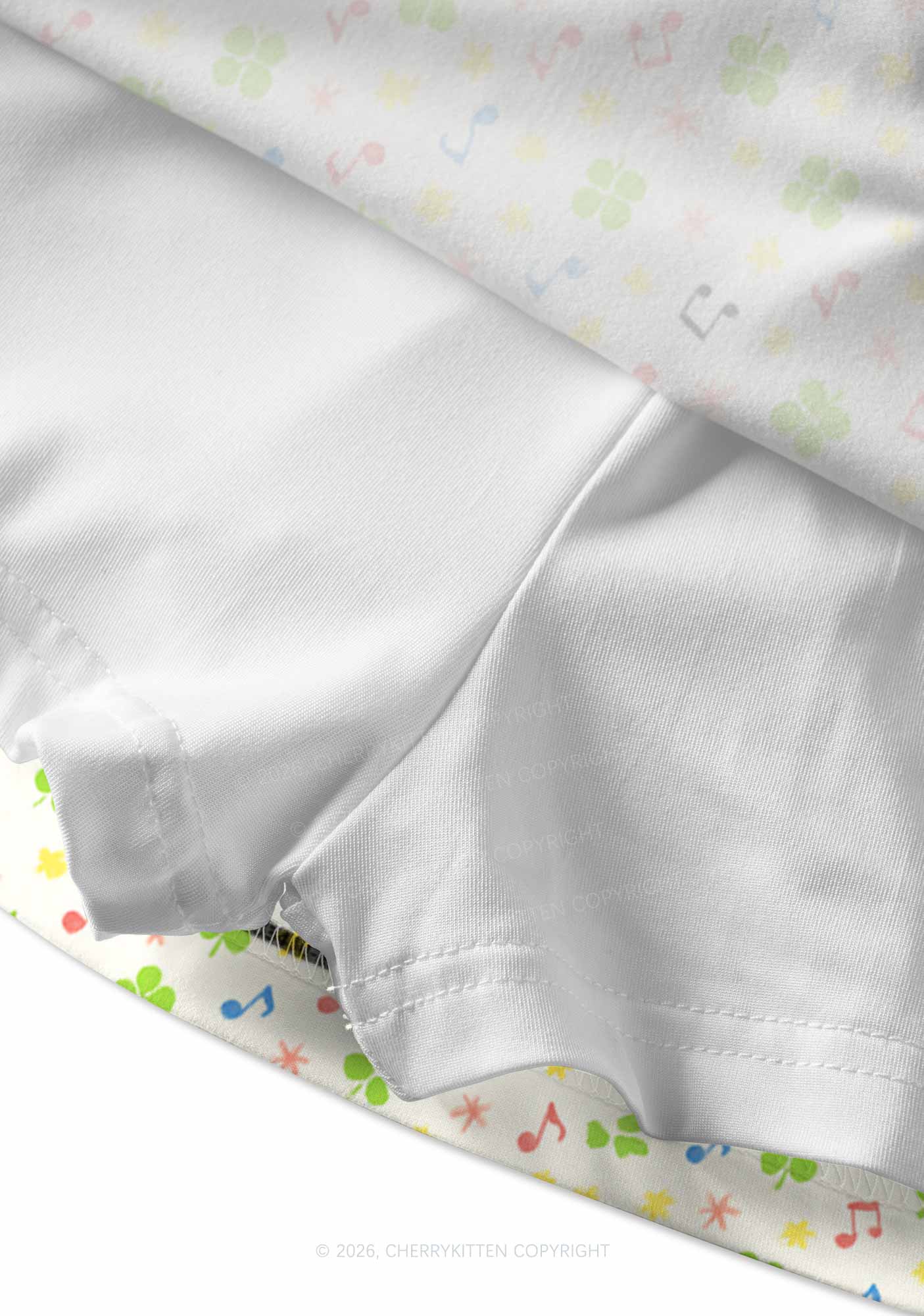 Music Notes Clover Stars St Patricks Y2K Print Mini Skirt Cherrykitten