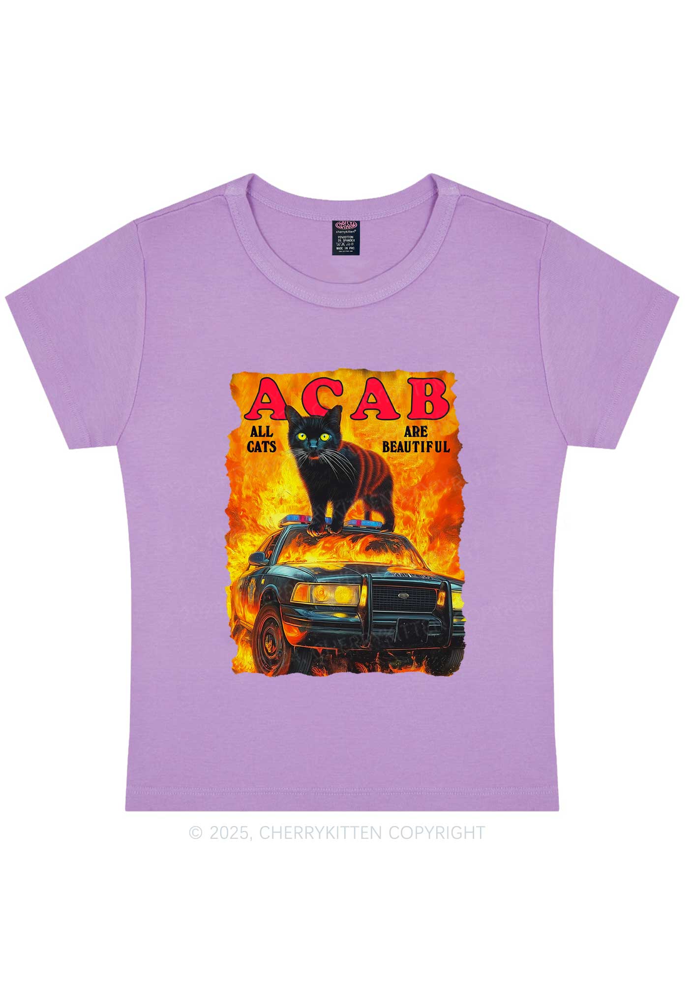 ACAB Beautiful Cats Y2K Baby Tee Cherrykitten