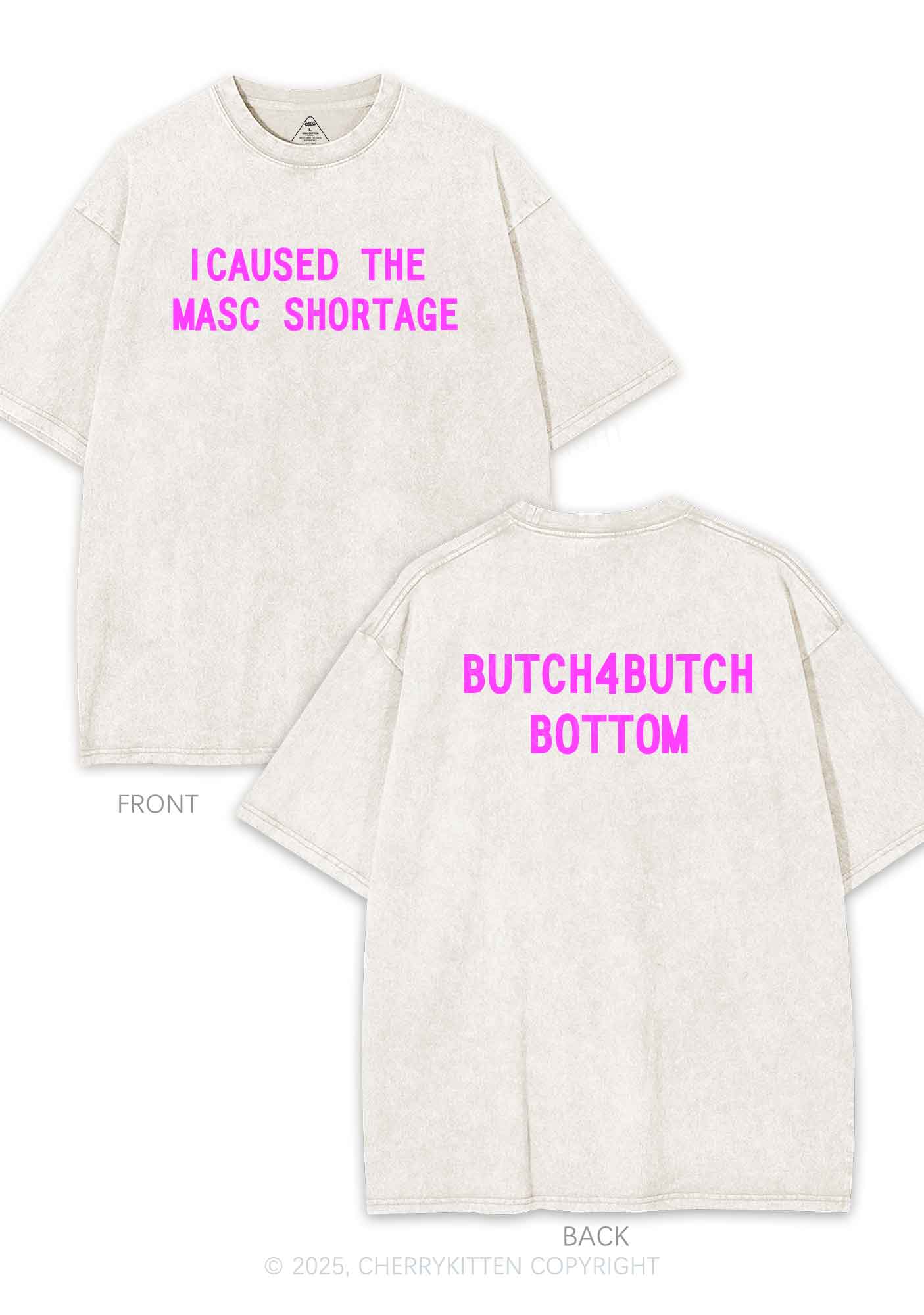 Masc Shortage Two Sides Pride Y2K Shirts Washed Tee Cherrykitten