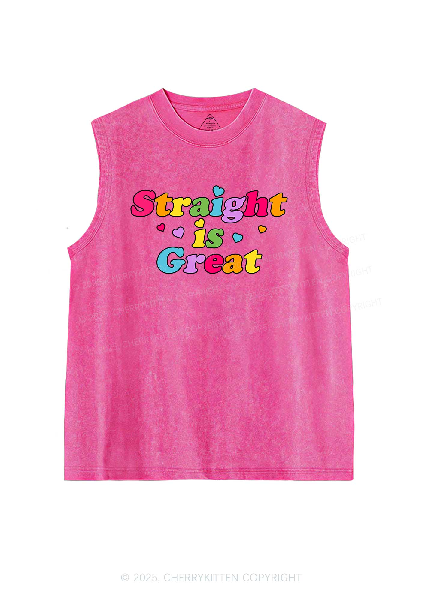 Straight Is Great Pride Y2K Washed Muscle Tank Cherrykitten
