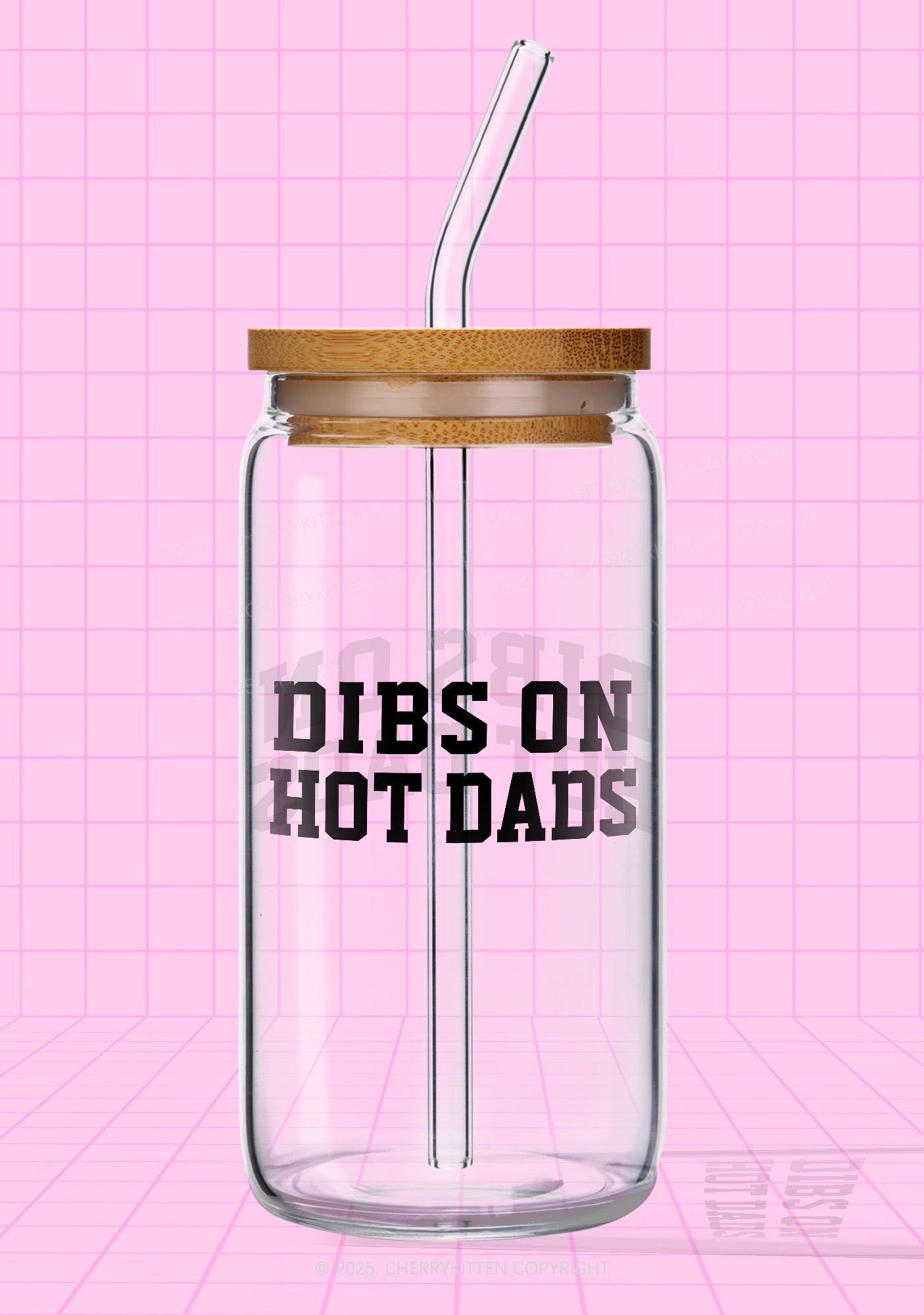 Dibs On Hot Dads Y2K Printed Glass Cup Cherrykitten