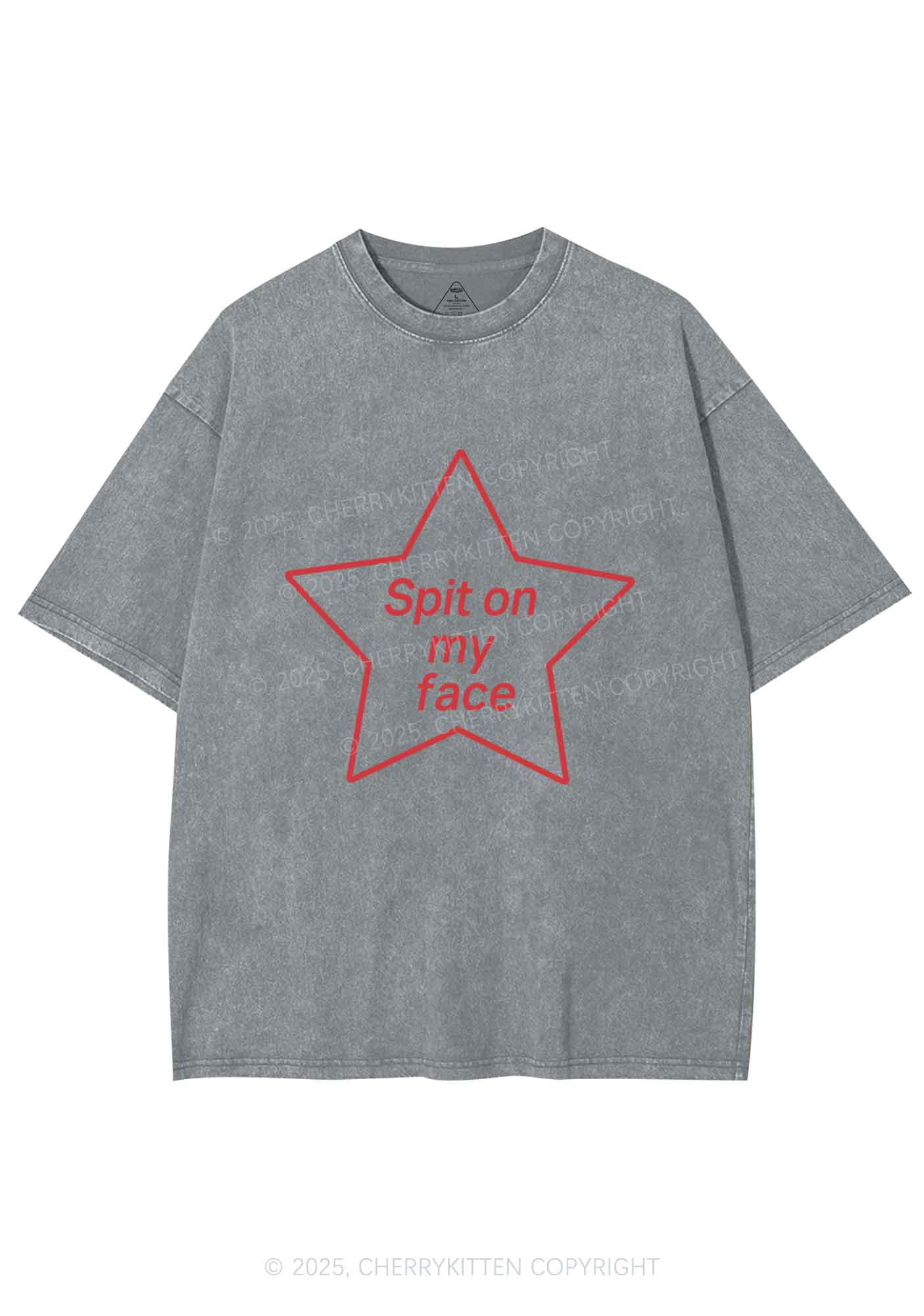 Spit On My Face Y2K Shirts Washed Tee Cherrykitten