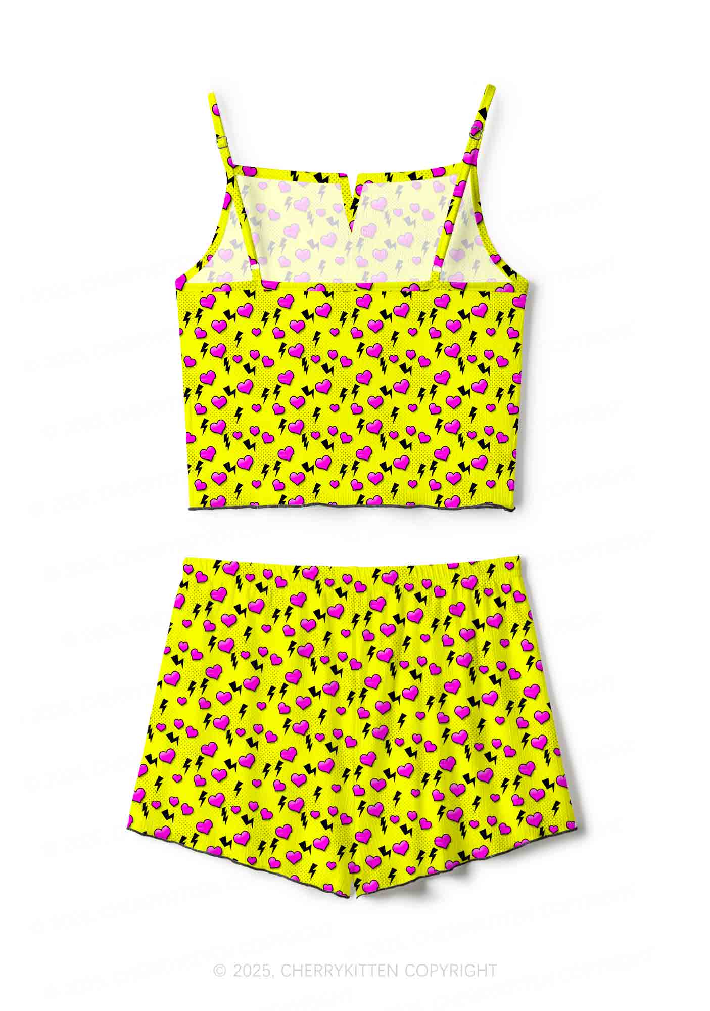 Heart Flash Valentine's Day Y2K Print Cami Shorts Pajama Set Cherrykitten