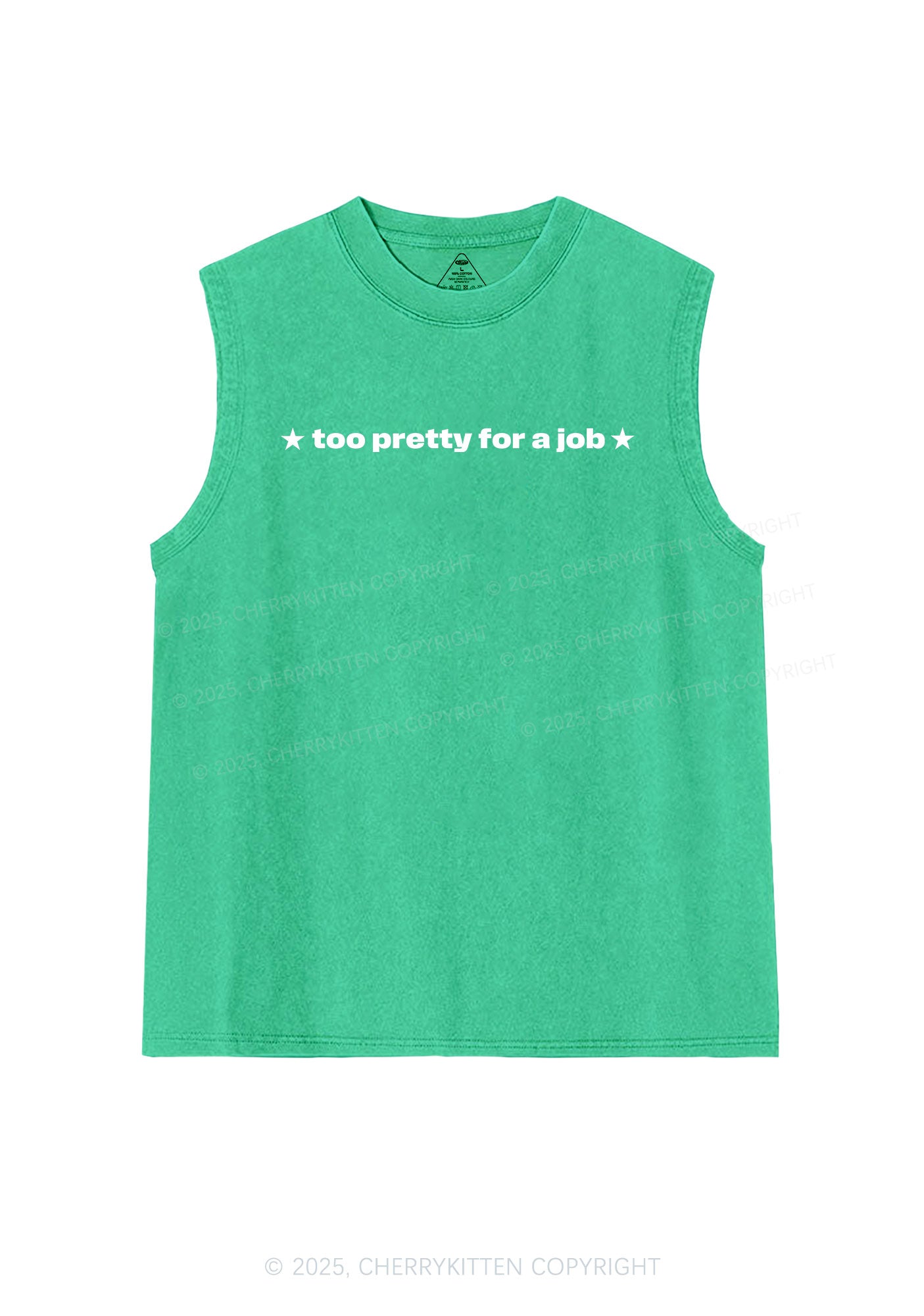 Too Pretty For Job Y2K Washed Muscle Tank Cherrykitten