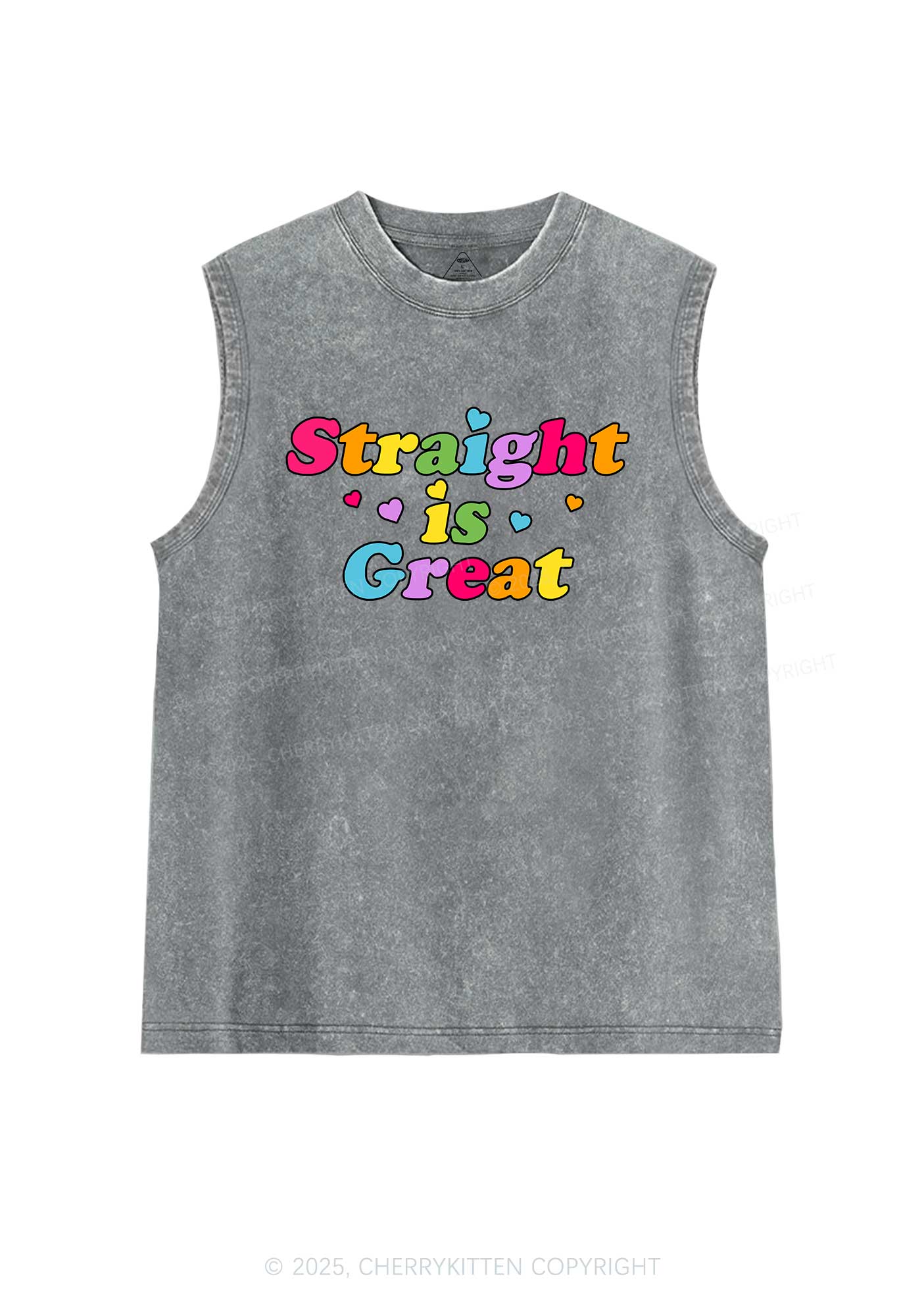 Straight Is Great Pride Y2K Washed Muscle Tank Cherrykitten