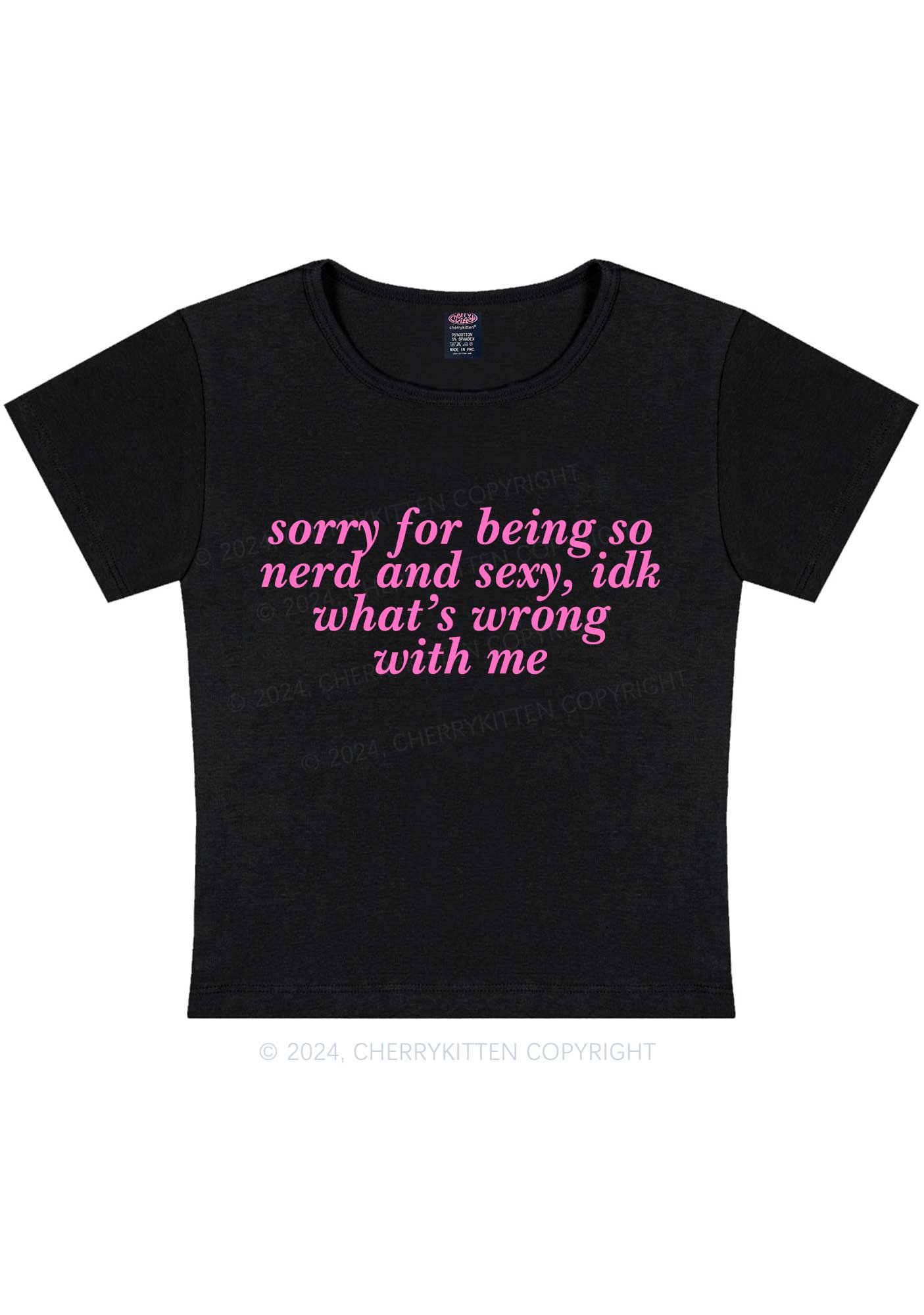 Sorry For Being So Nerd Y2K Baby Tee Cherrykitten