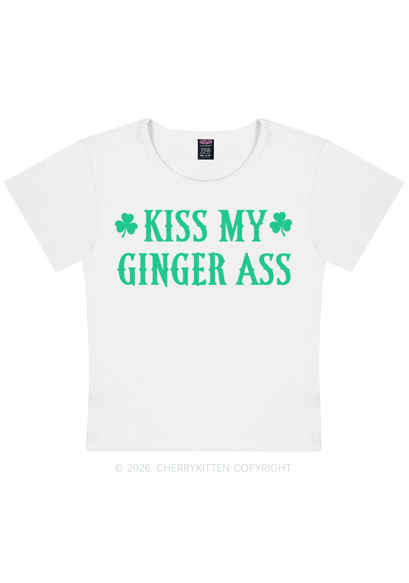 Kiss My Ginger Axx St Patricks Y2K Baby Tee Cherrykitten