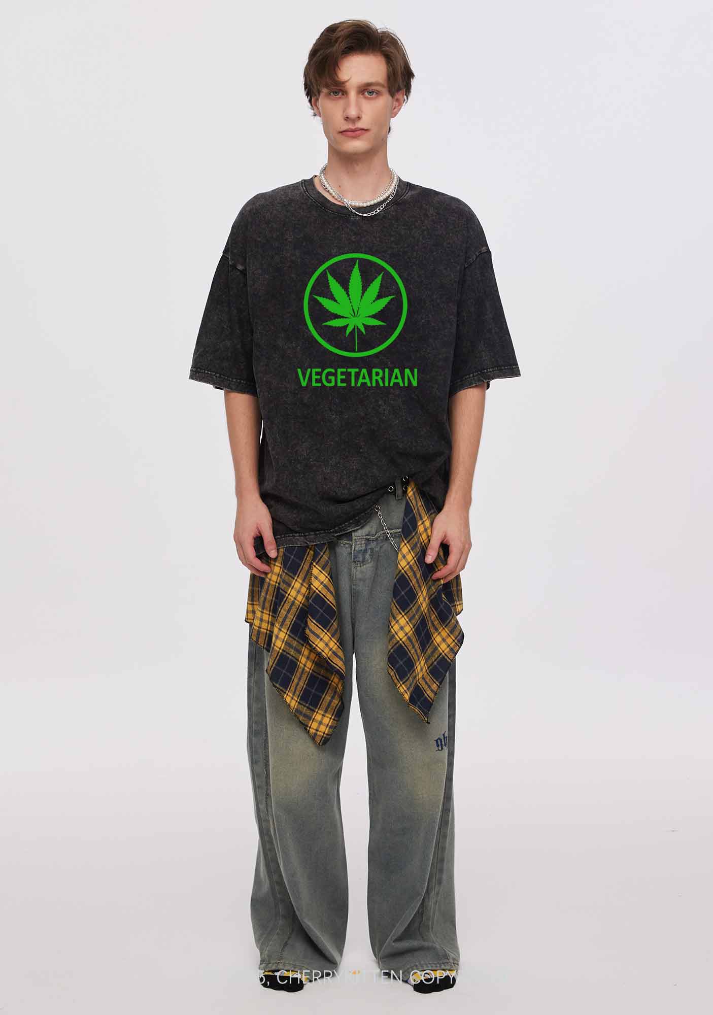 Vegetarian Y2K Washed Tee Cherrykitten
